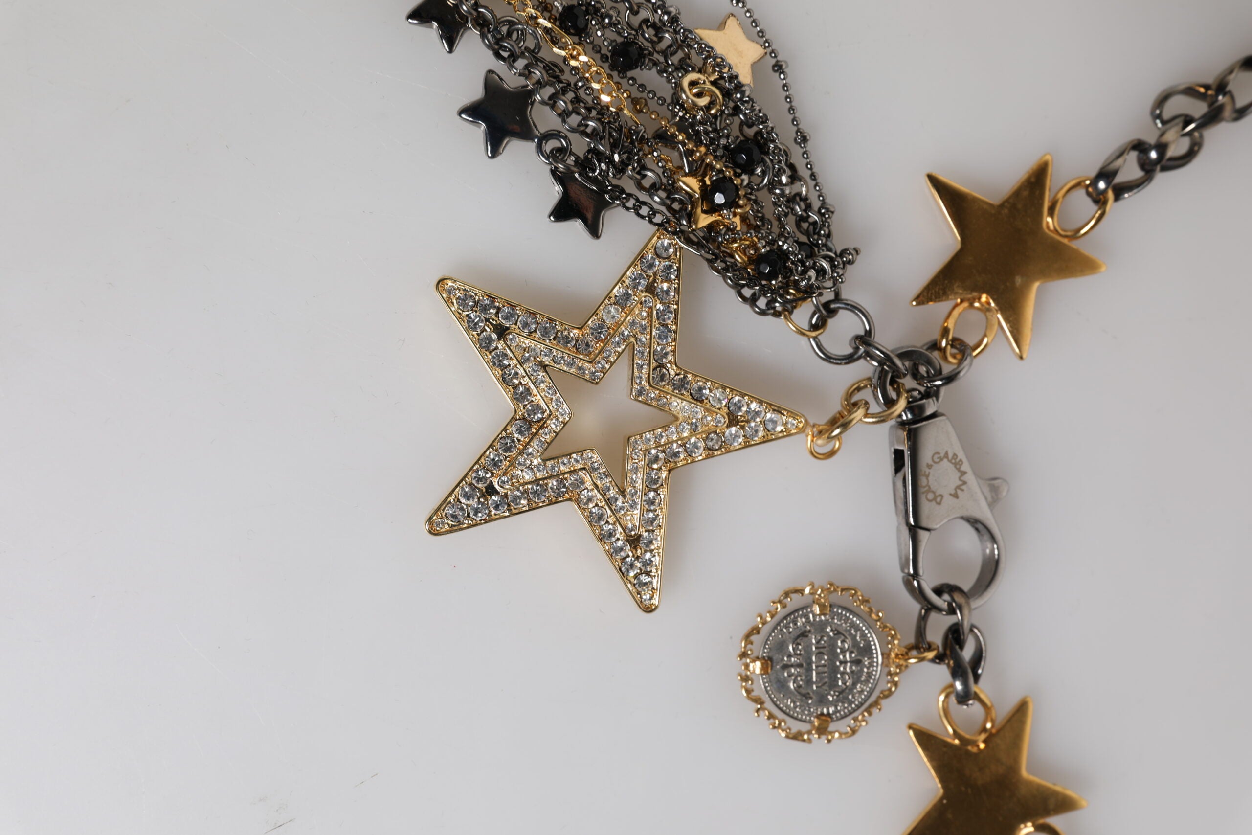 Dolce & Gabbana silver gold brass embellished waist chain belt-5