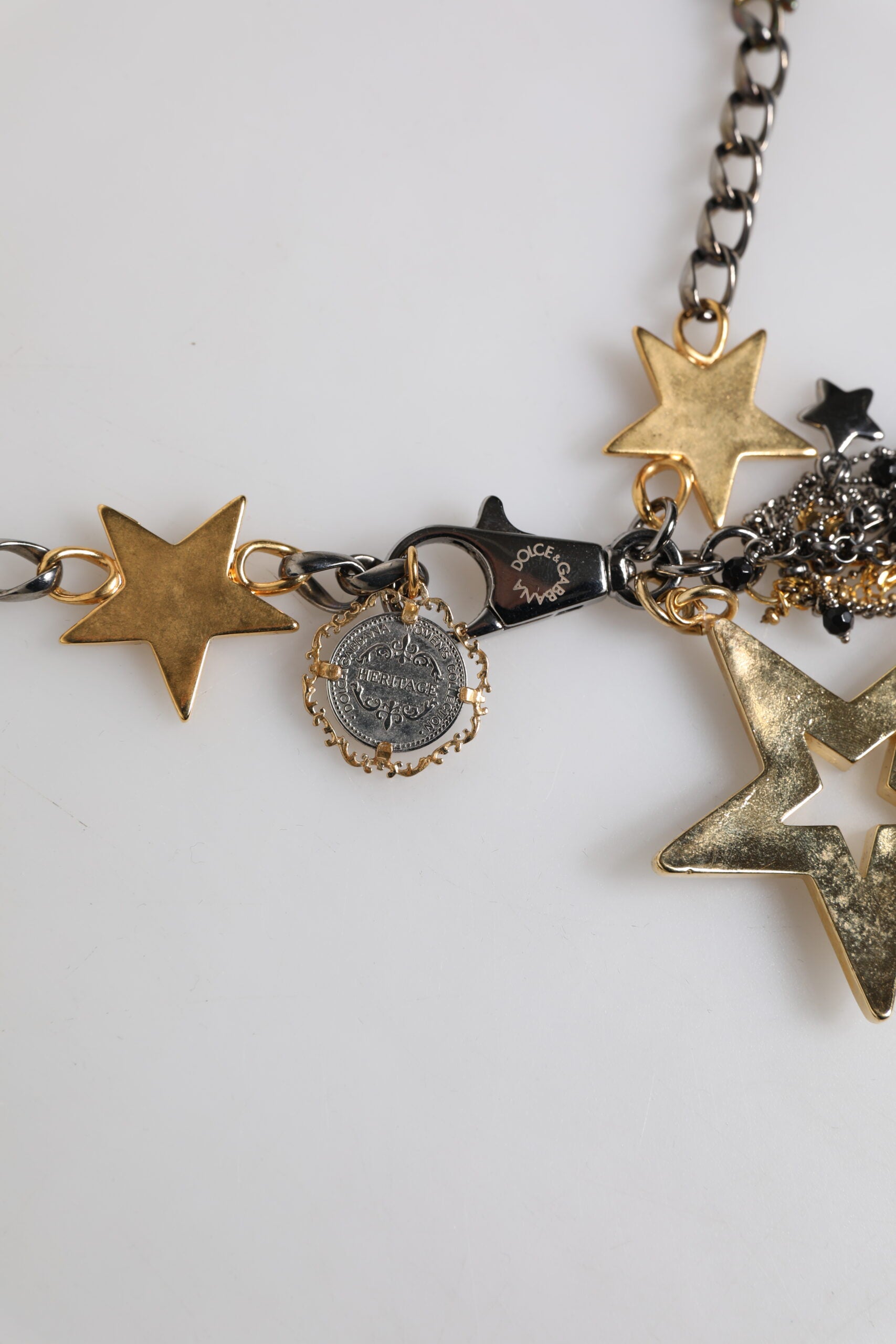 Dolce & Gabbana silver gold brass embellished waist chain belt-8