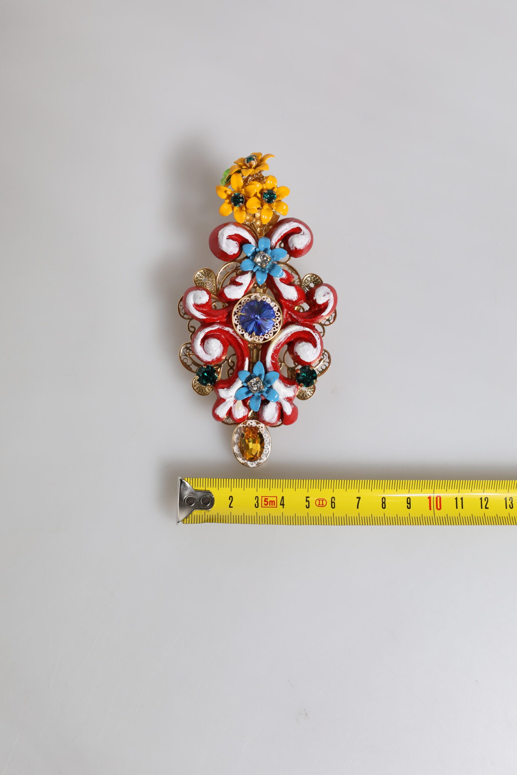 Dolce & Gabbana Multicolor Frühling CARRETTO Gold Messing Kristall Haarspange-8