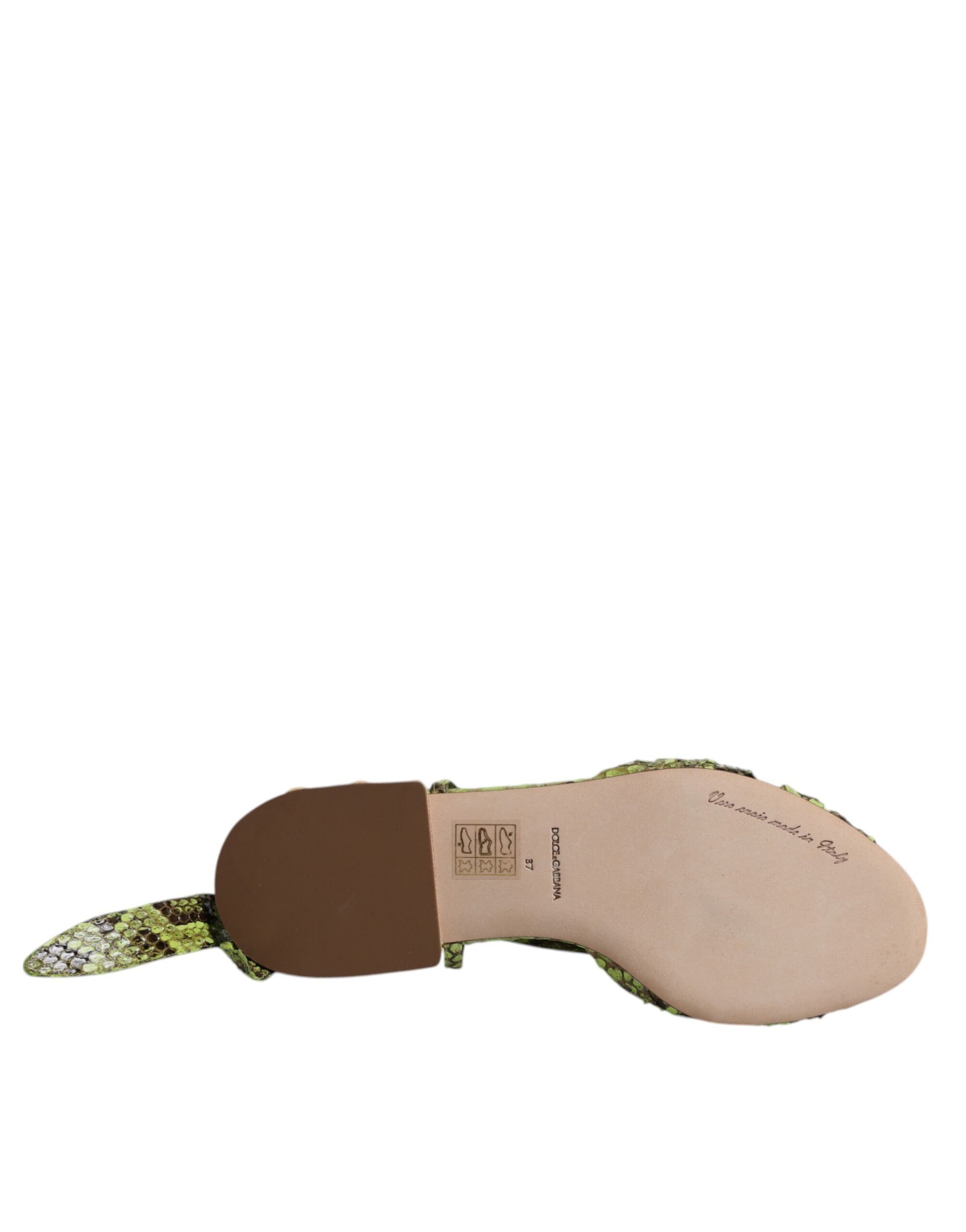 Dolce & Gabbana Green Animal Print Ankle Wrap Sandals Shoes-8