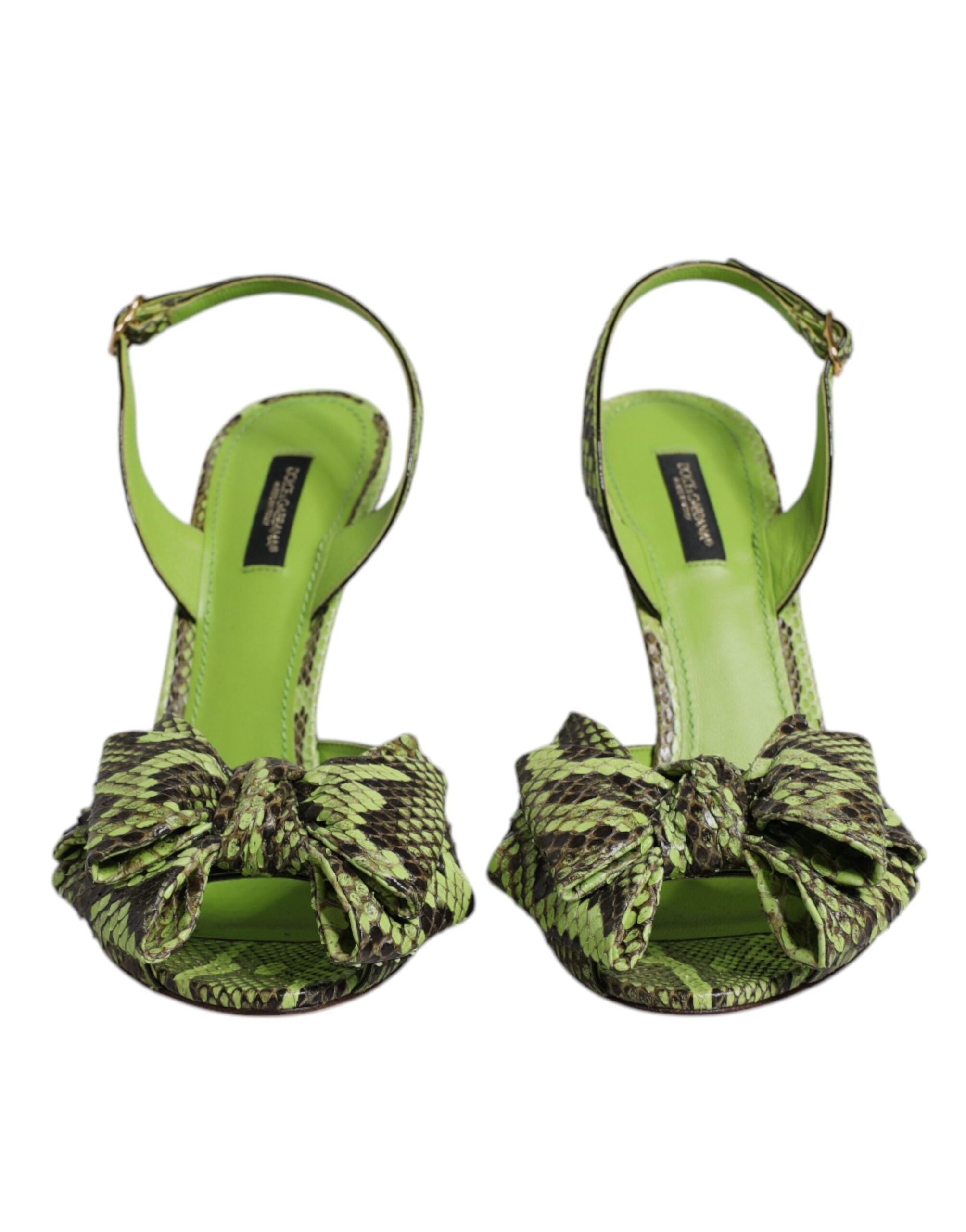 Dolce & Gabbana Grün Python Leder Heels Sandalen Schuhe-2