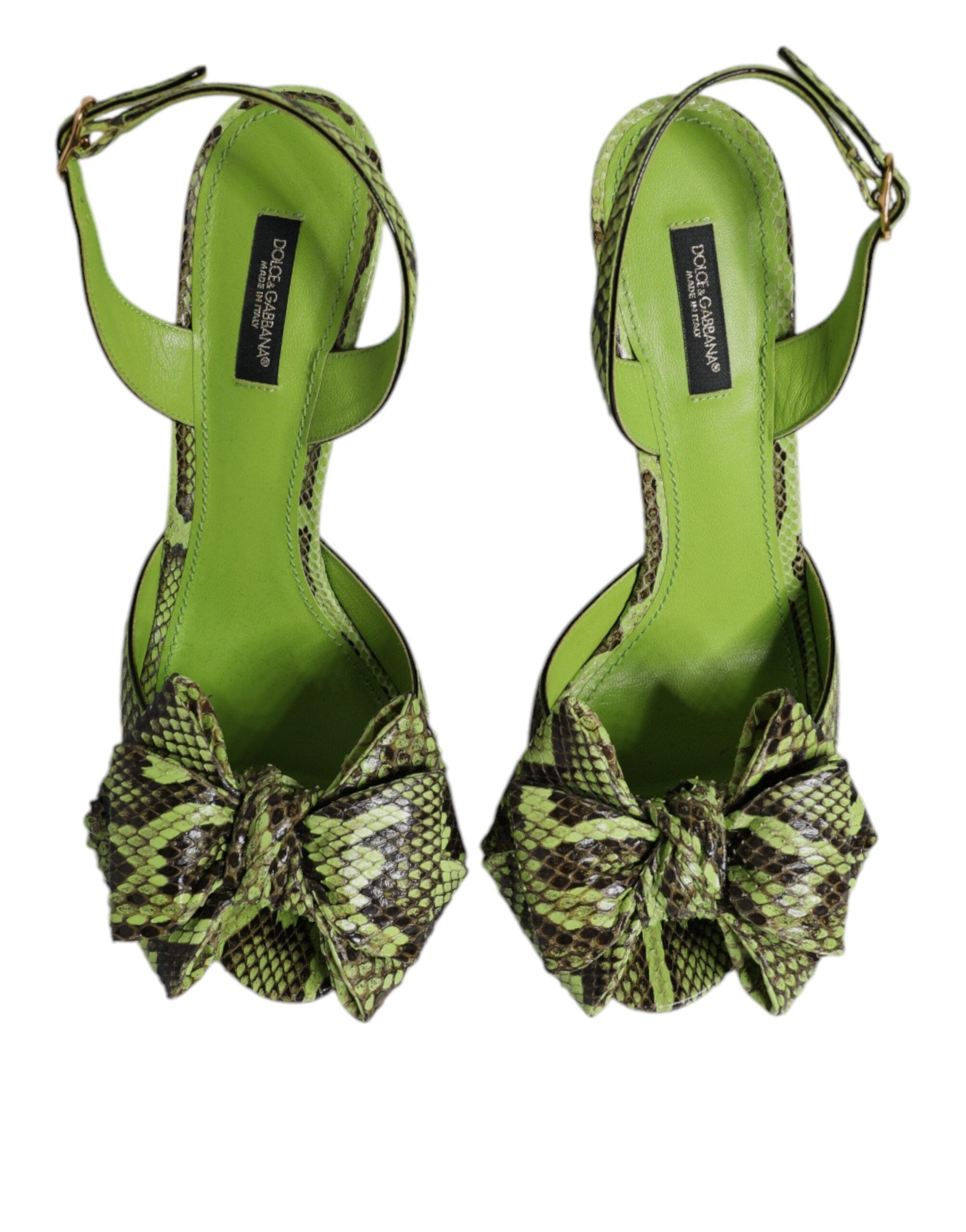 Dolce & Gabbana Grün Python Leder Heels Sandalen Schuhe-3