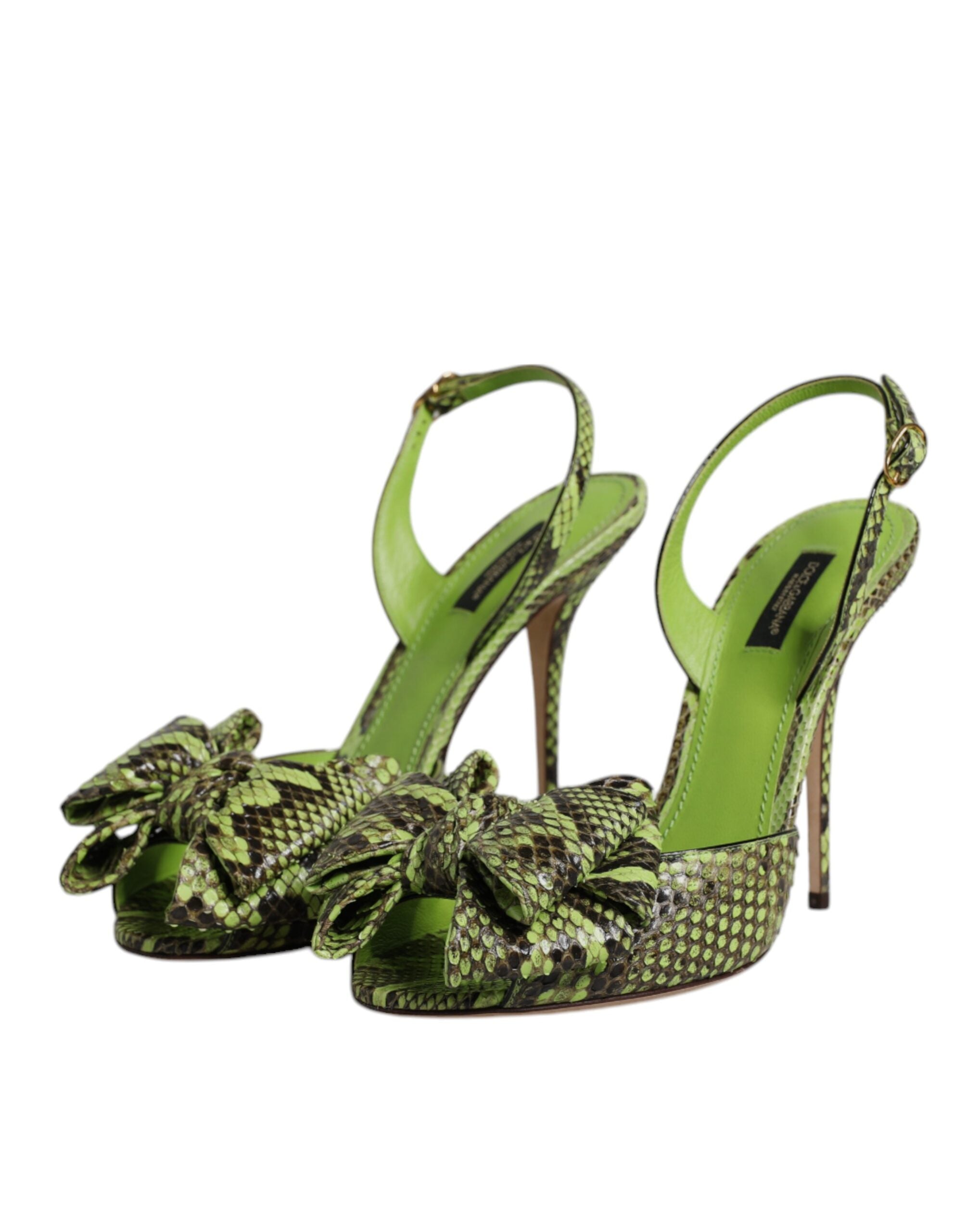 Dolce & Gabbana Grün Python Leder Heels Sandalen Schuhe-4