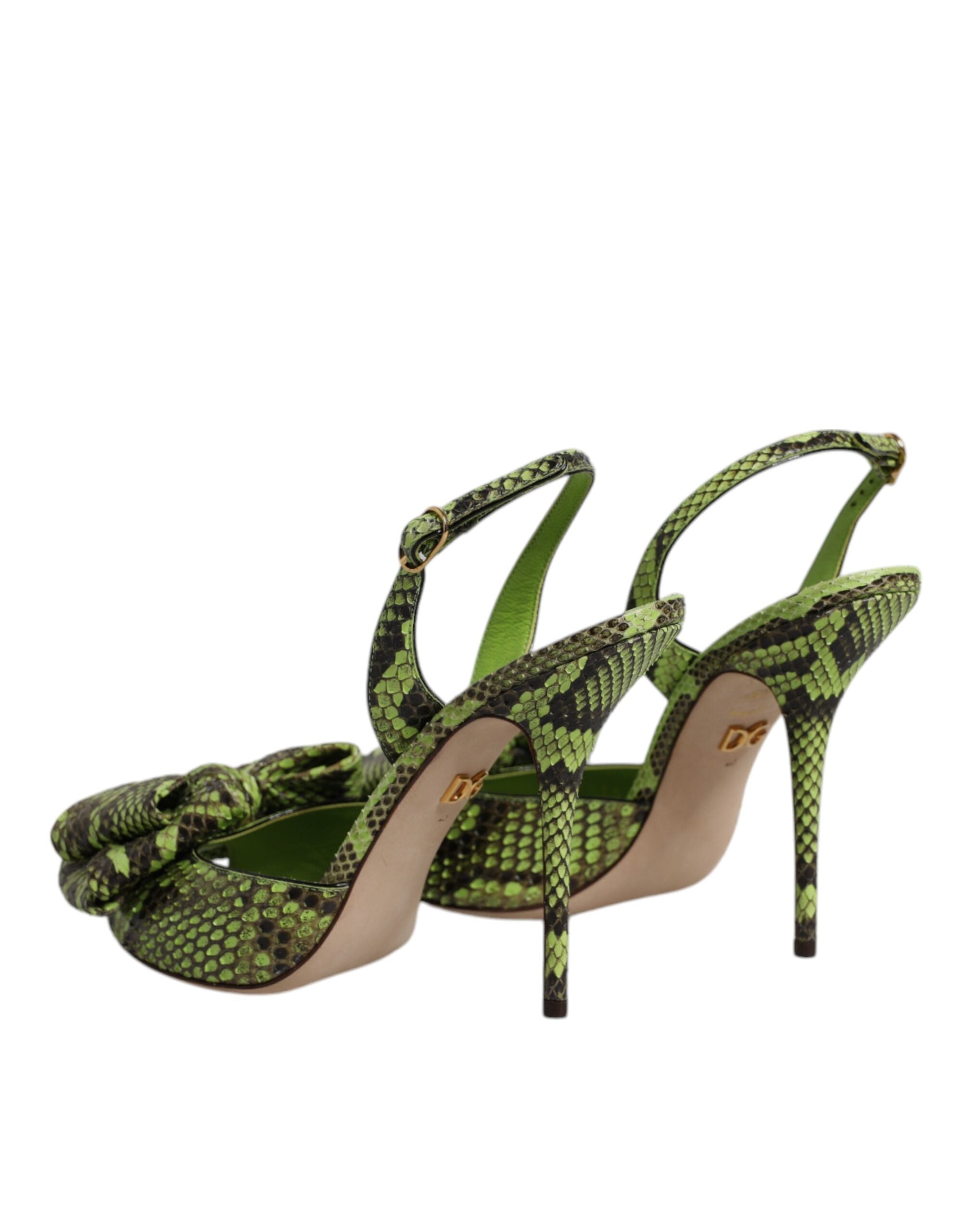 Dolce & Gabbana Grün Python Leder Heels Sandalen Schuhe-5