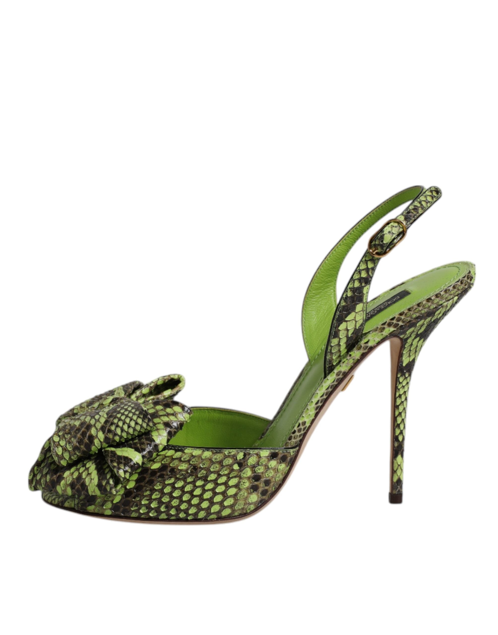 Dolce & Gabbana Grün Python Leder Heels Sandalen Schuhe-6