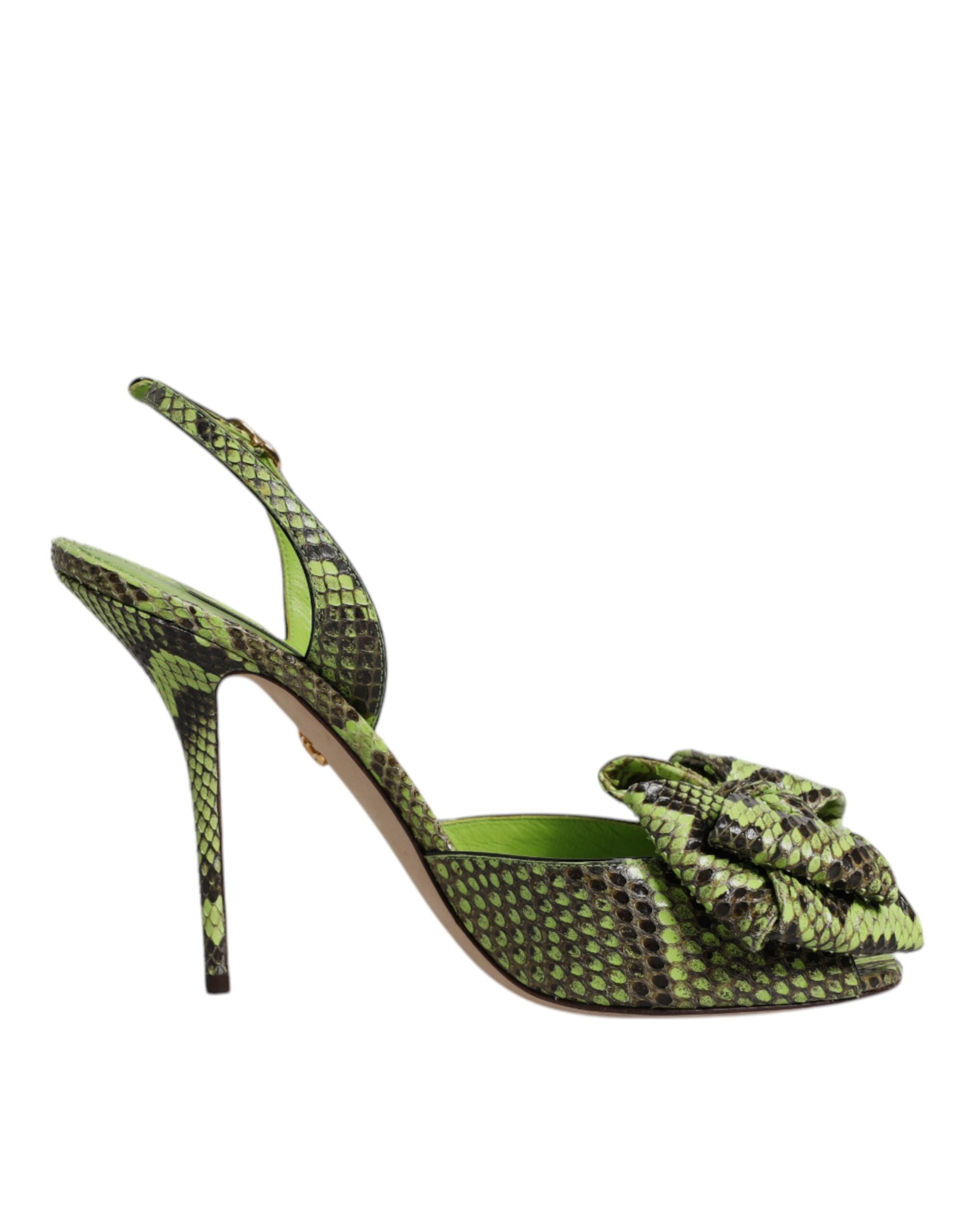 Dolce & Gabbana Grün Python Leder Heels Sandalen Schuhe-1
