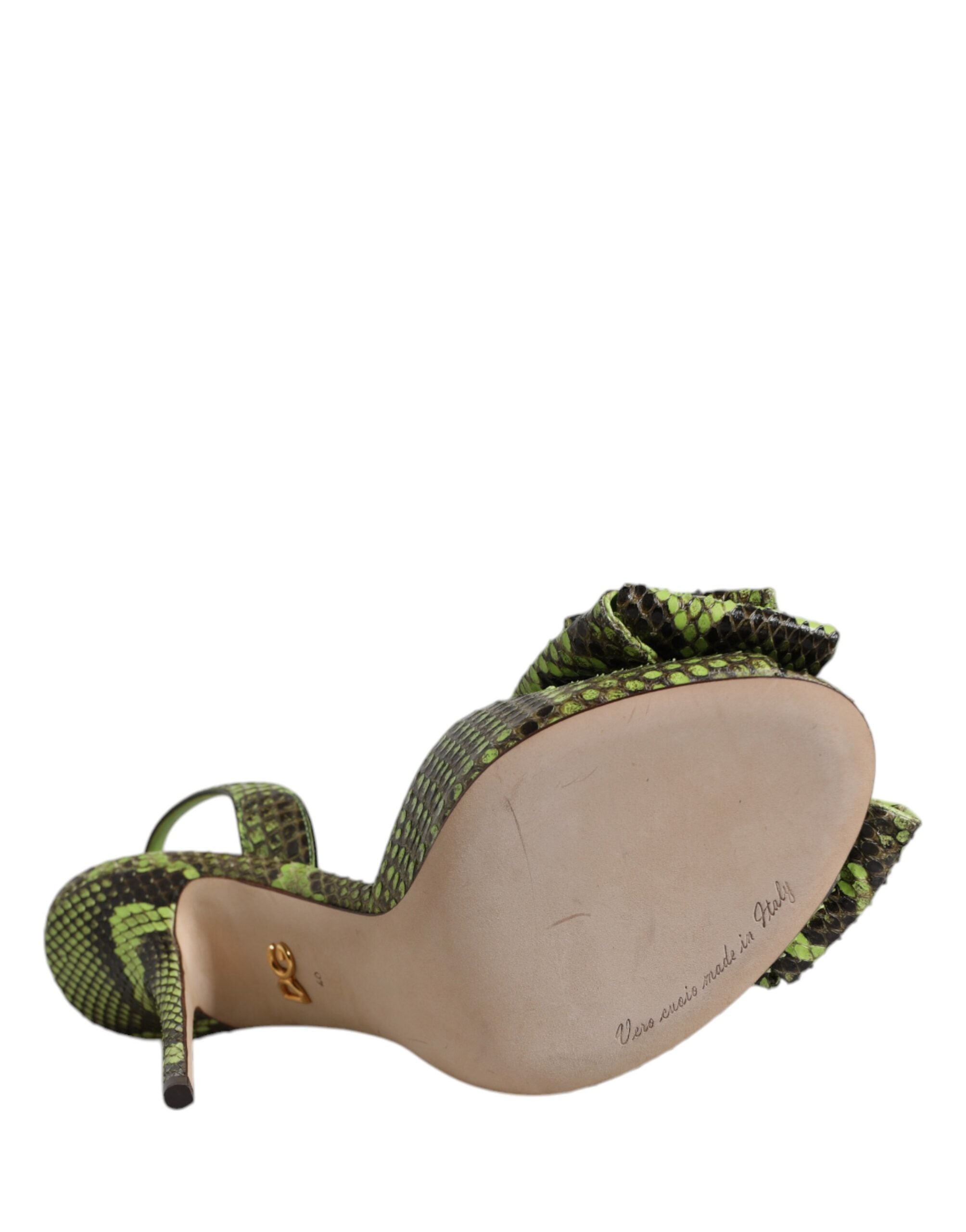 Dolce & Gabbana Grün Python Leder Heels Sandalen Schuhe-8