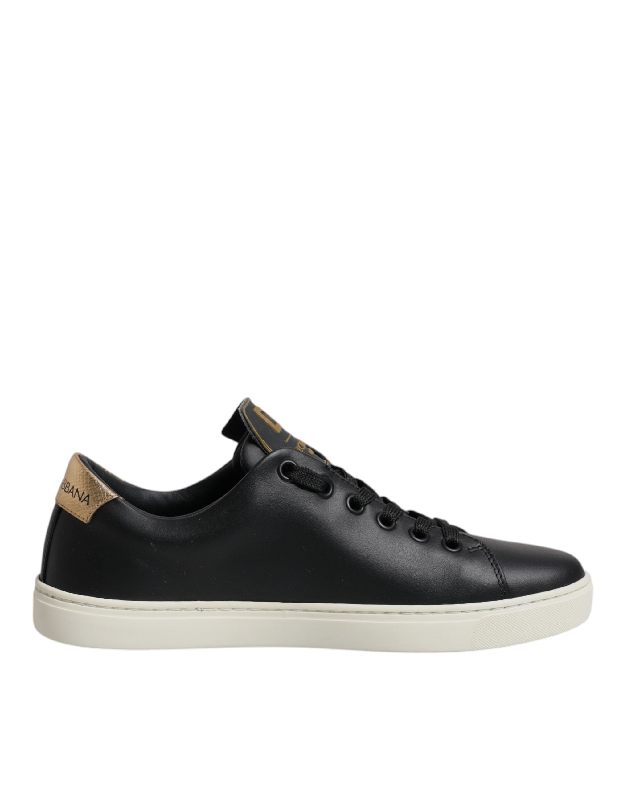 Dolce & Gabbana Black Leather Gold Red Heart Sneakers Shoes-7