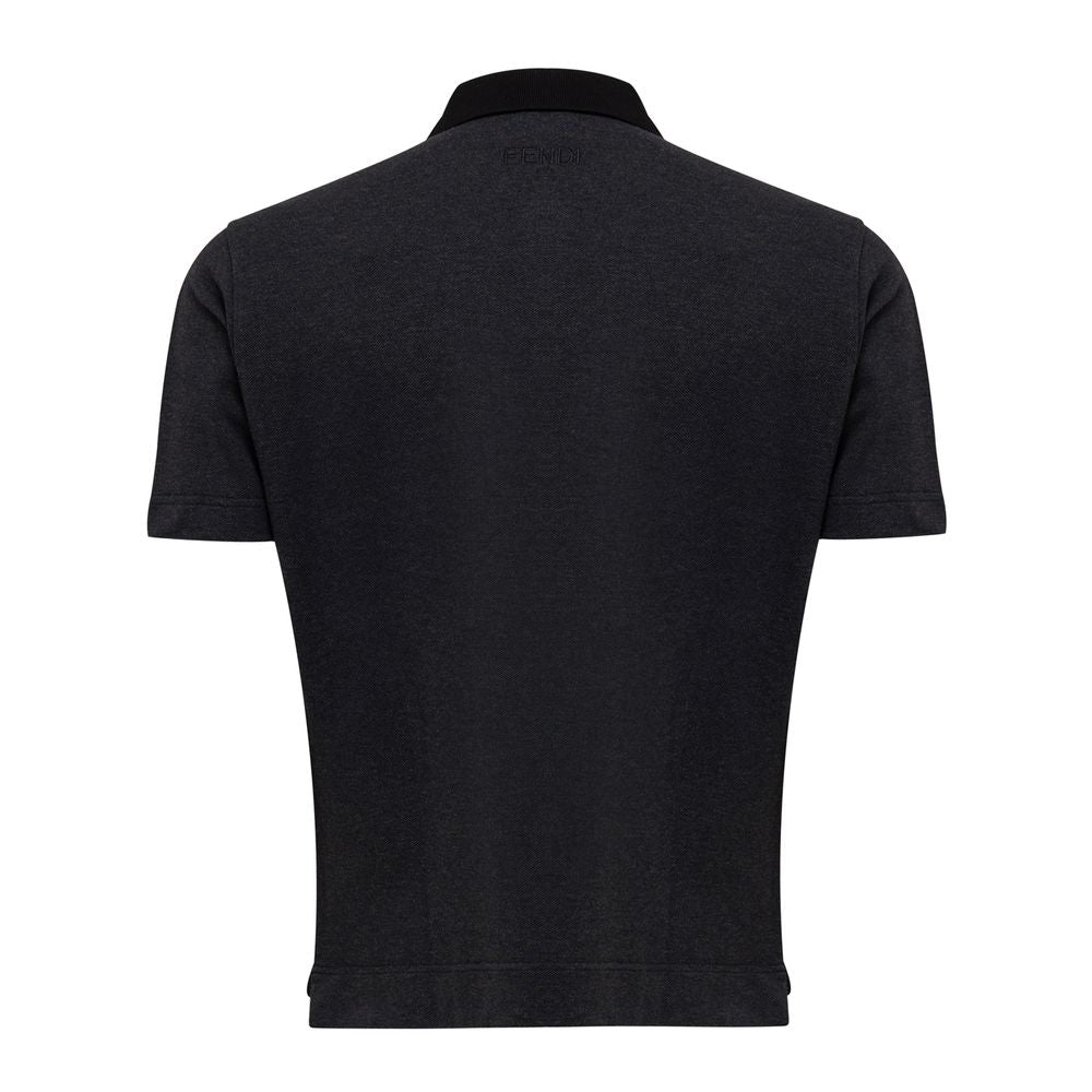 Polo de algodón negro Fendi-2