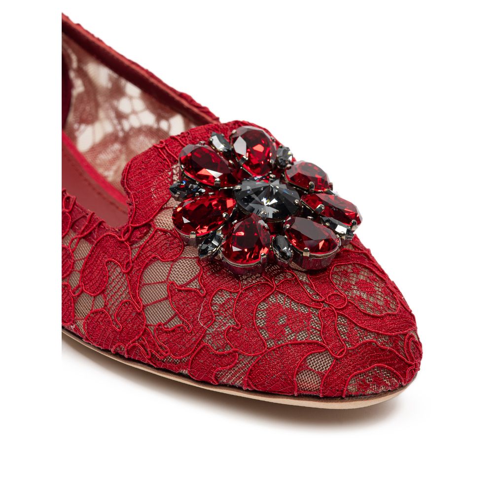 Dolce & Gabbana Rote Ballett-Flats aus Viskose-4