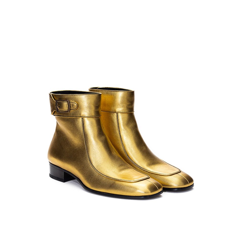 Saint Laurent Goldene Leder-Stiefeletten-2