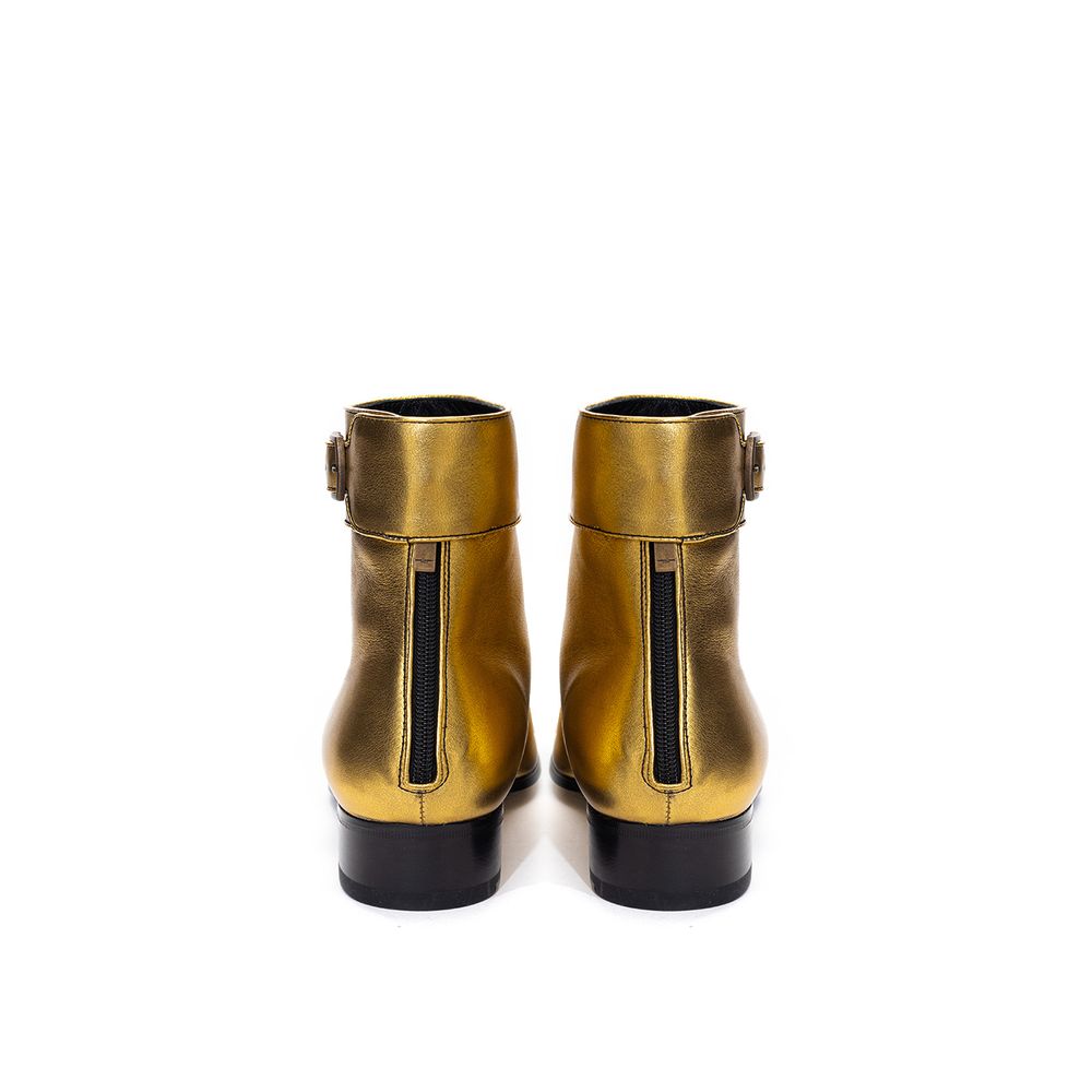 Saint Laurent Goldene Leder-Stiefeletten-3
