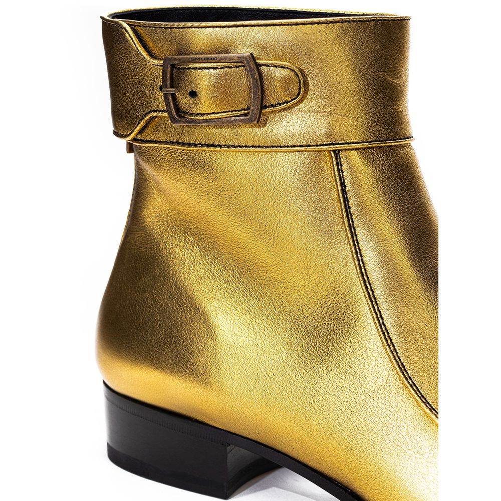 Saint Laurent Goldene Leder-Stiefeletten-4