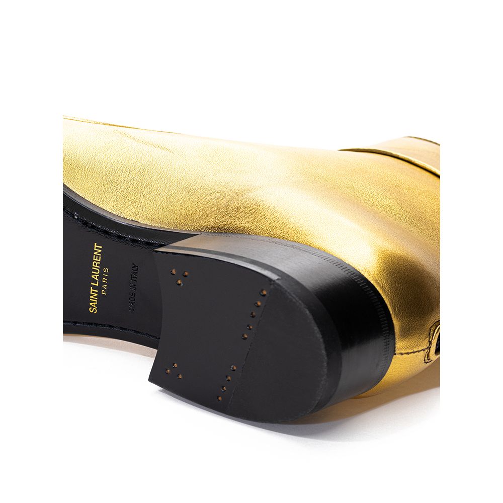 Saint Laurent Goldene Leder-Stiefeletten-5