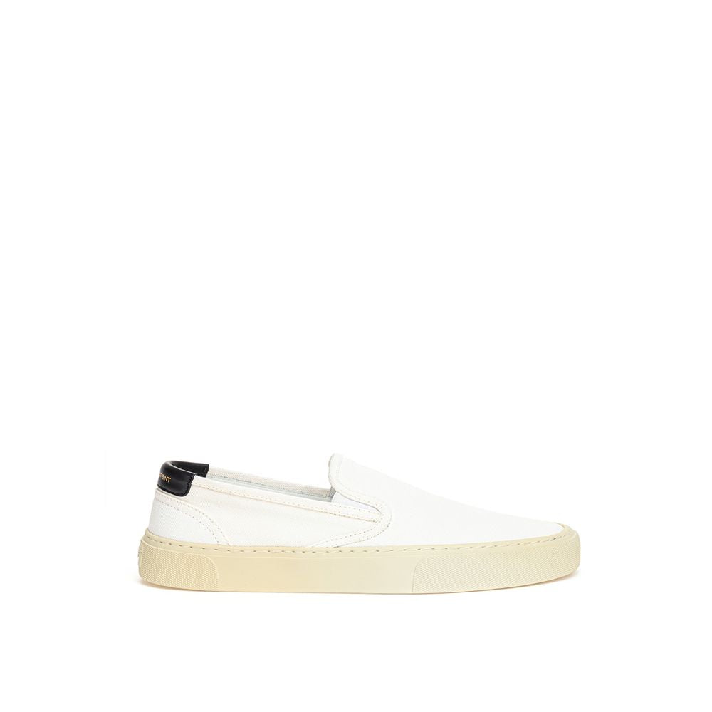 Saint Laurent White Low-Top Sneakers in Cotton-1
