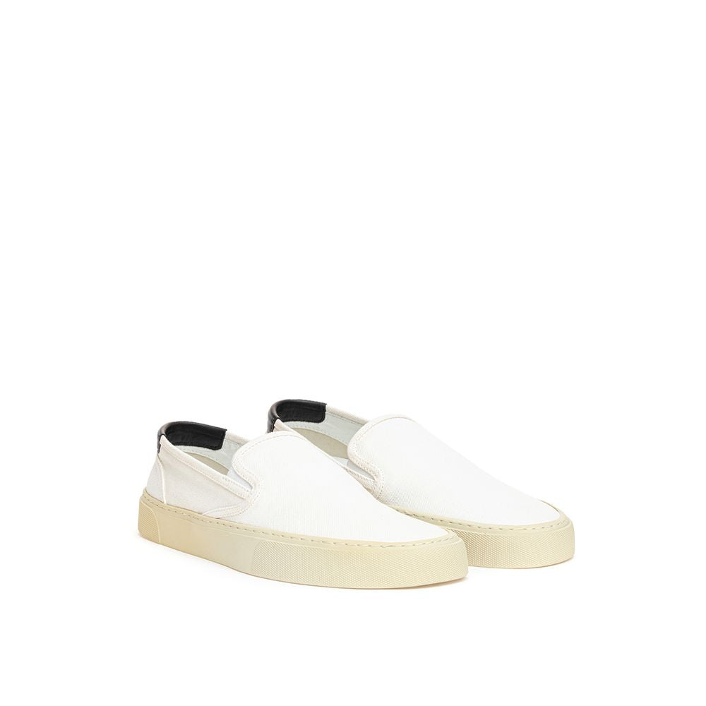 Saint Laurent White Low-Top Sneakers in Cotton-2