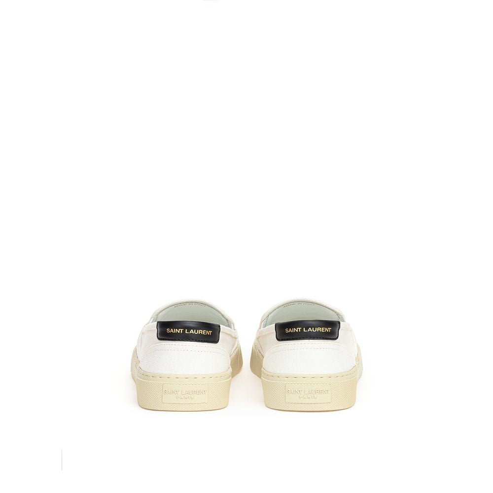Saint Laurent White Low-Top Sneakers in Cotton-3