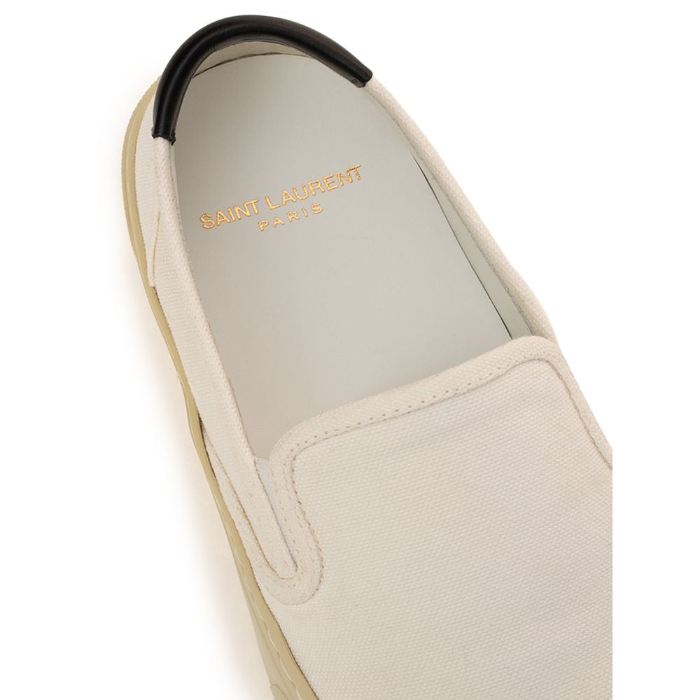 Saint Laurent White Low-Top Sneakers in Cotton-5