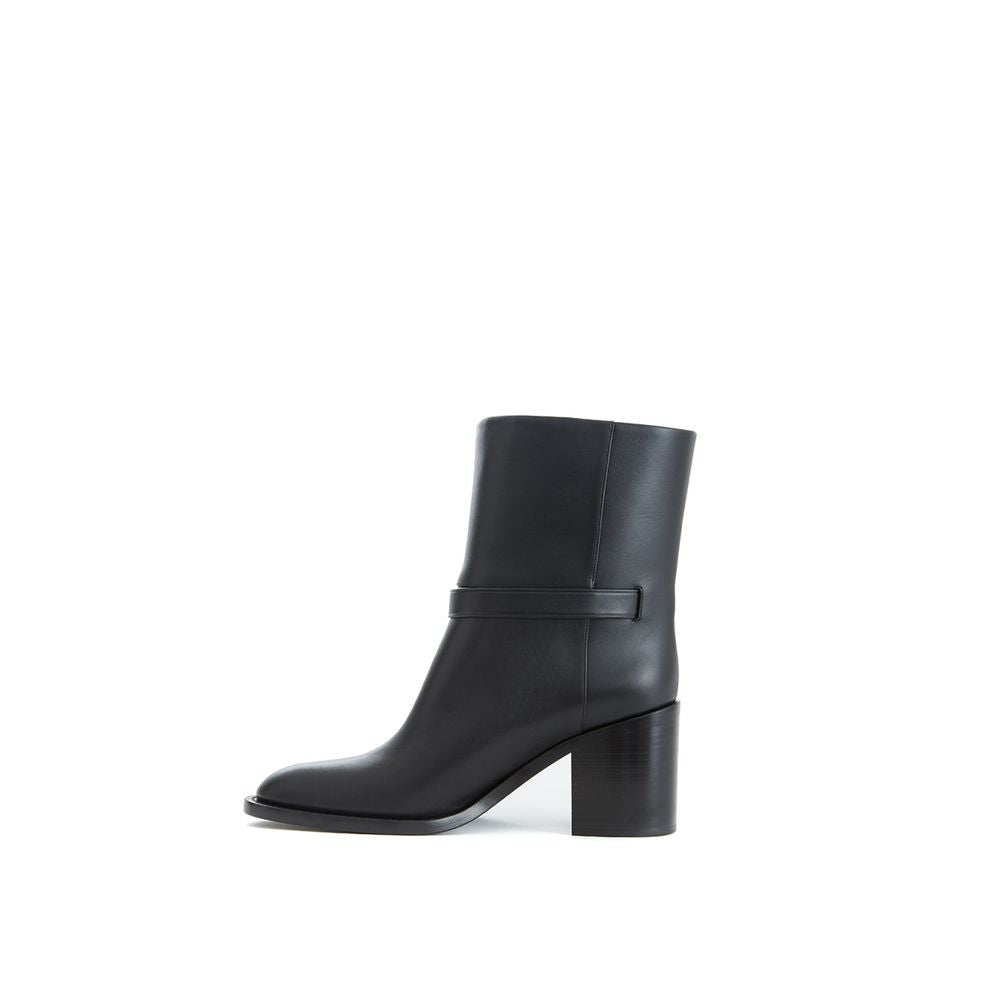 Burberry black leather ankle boots-2