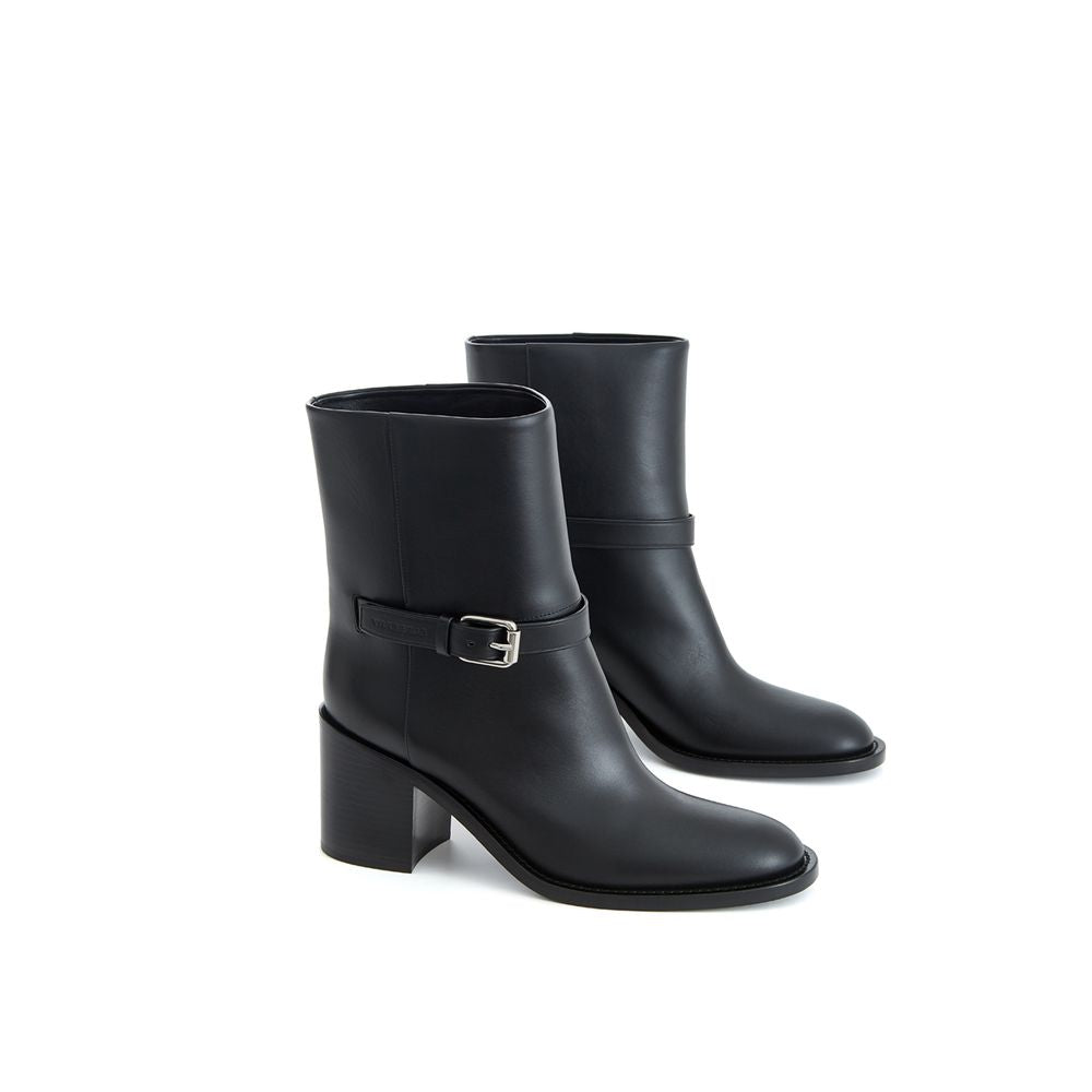Burberry black leather ankle boots-3