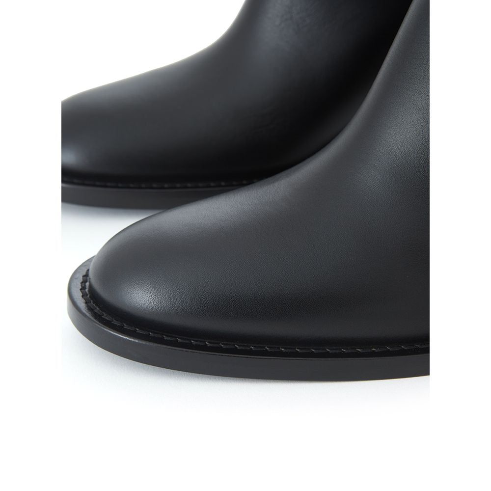 Burberry black leather ankle boots-4