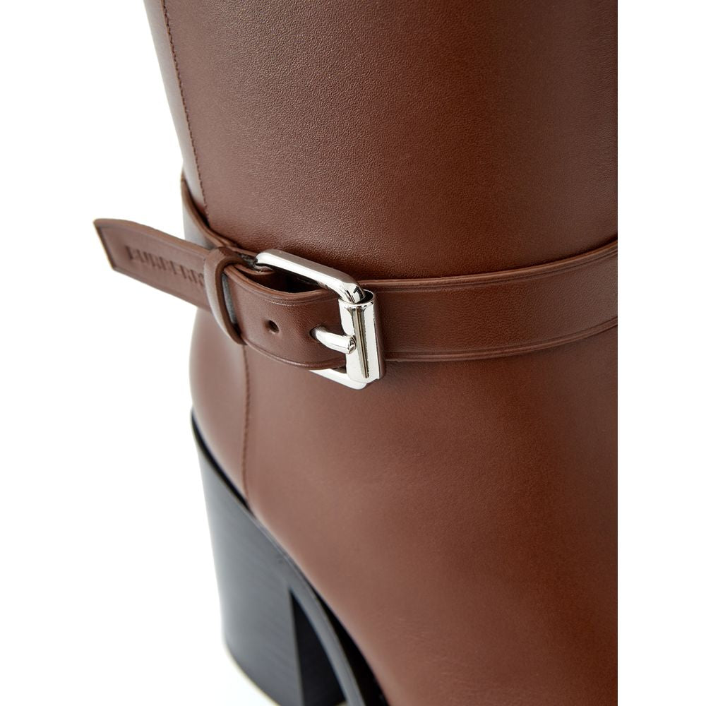 Burberry Braune Leder-Knöchelstiefel-5