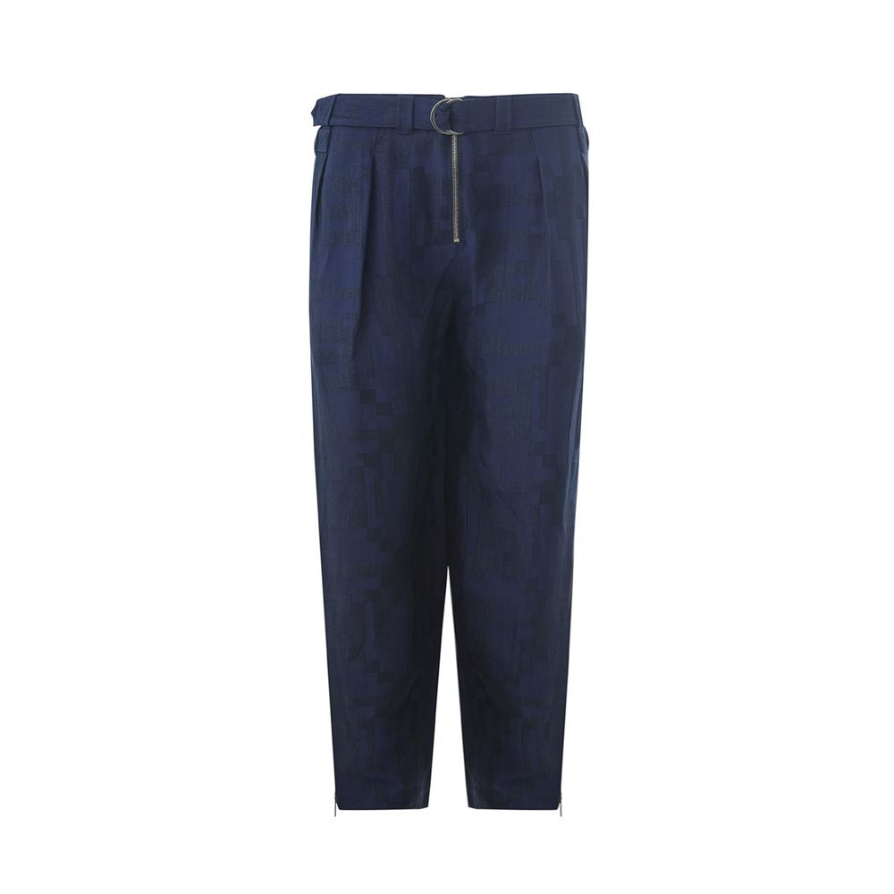 Emporio Armani casual linen trousers in blue-1