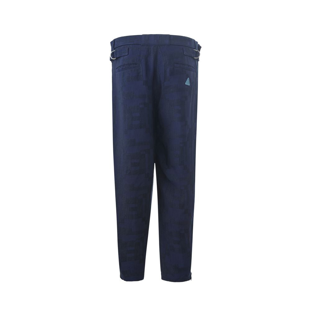 Emporio Armani casual linen trousers in blue-2