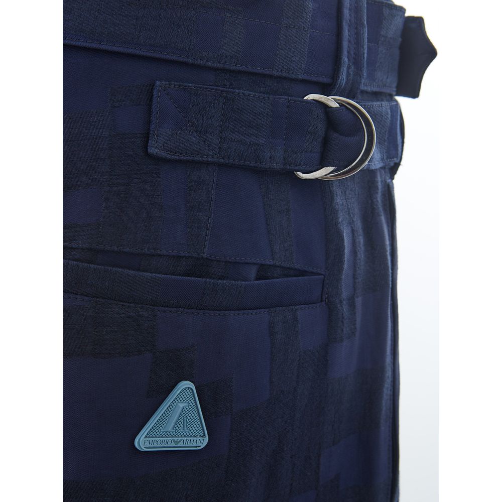 Emporio Armani casual linen trousers in blue-3