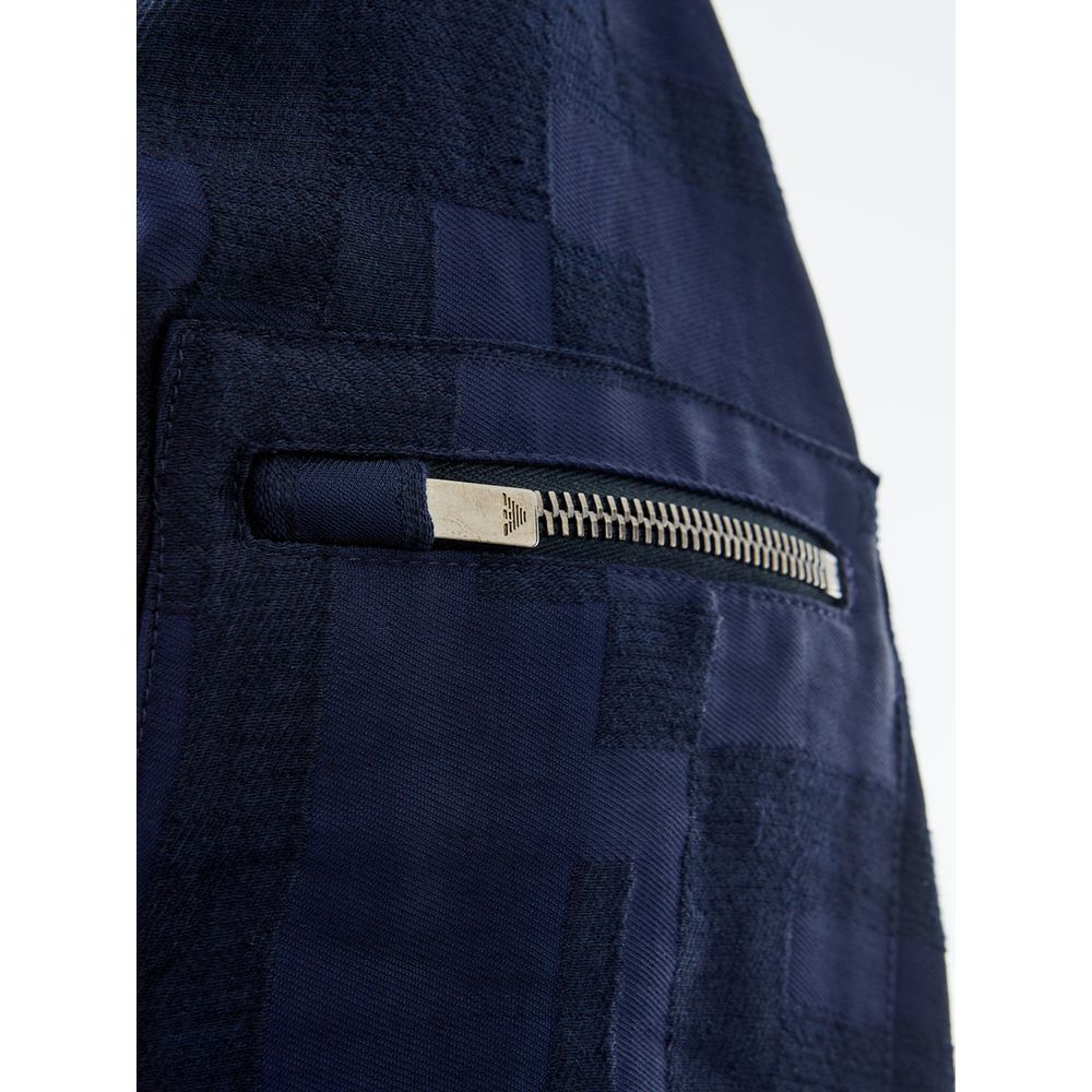 Camiseta elegante de lino azul Emporio Armani para hombre-3