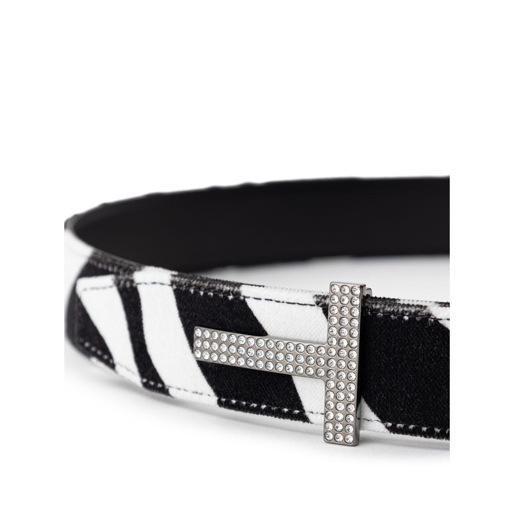Tom Ford Schwarzer und weißer Ledergürtel-2