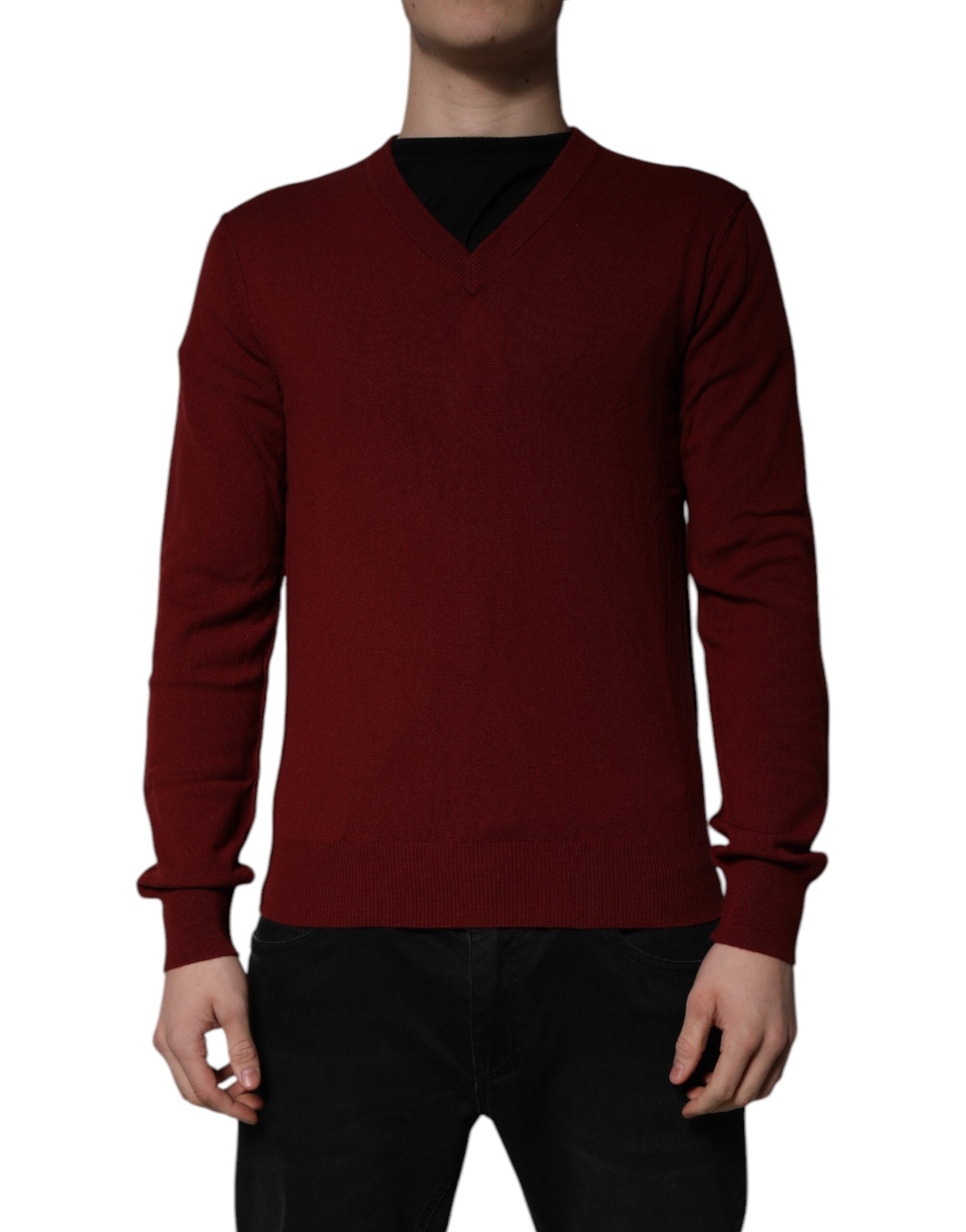 Dolce & Gabbana Kastanienbrauner Kaschmir-Pullover mit V-Ausschnitt für Männer-2