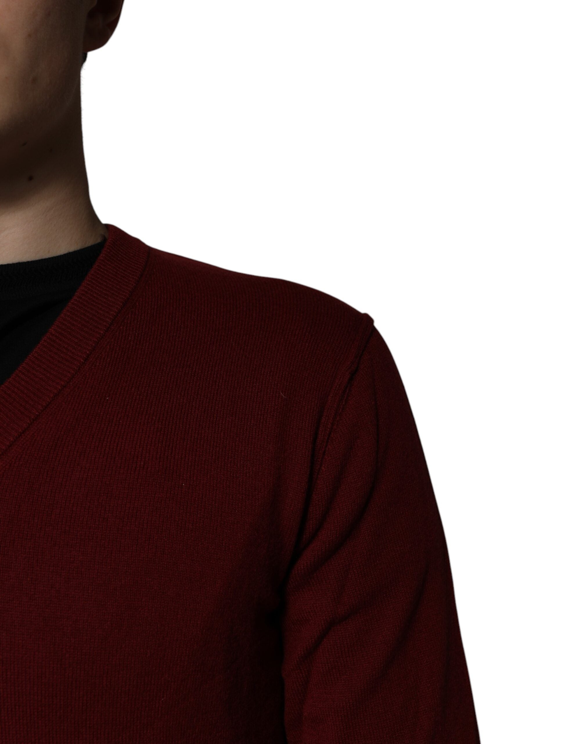 Dolce & Gabbana Kastanienbrauner Kaschmir-Pullover mit V-Ausschnitt für Männer-5