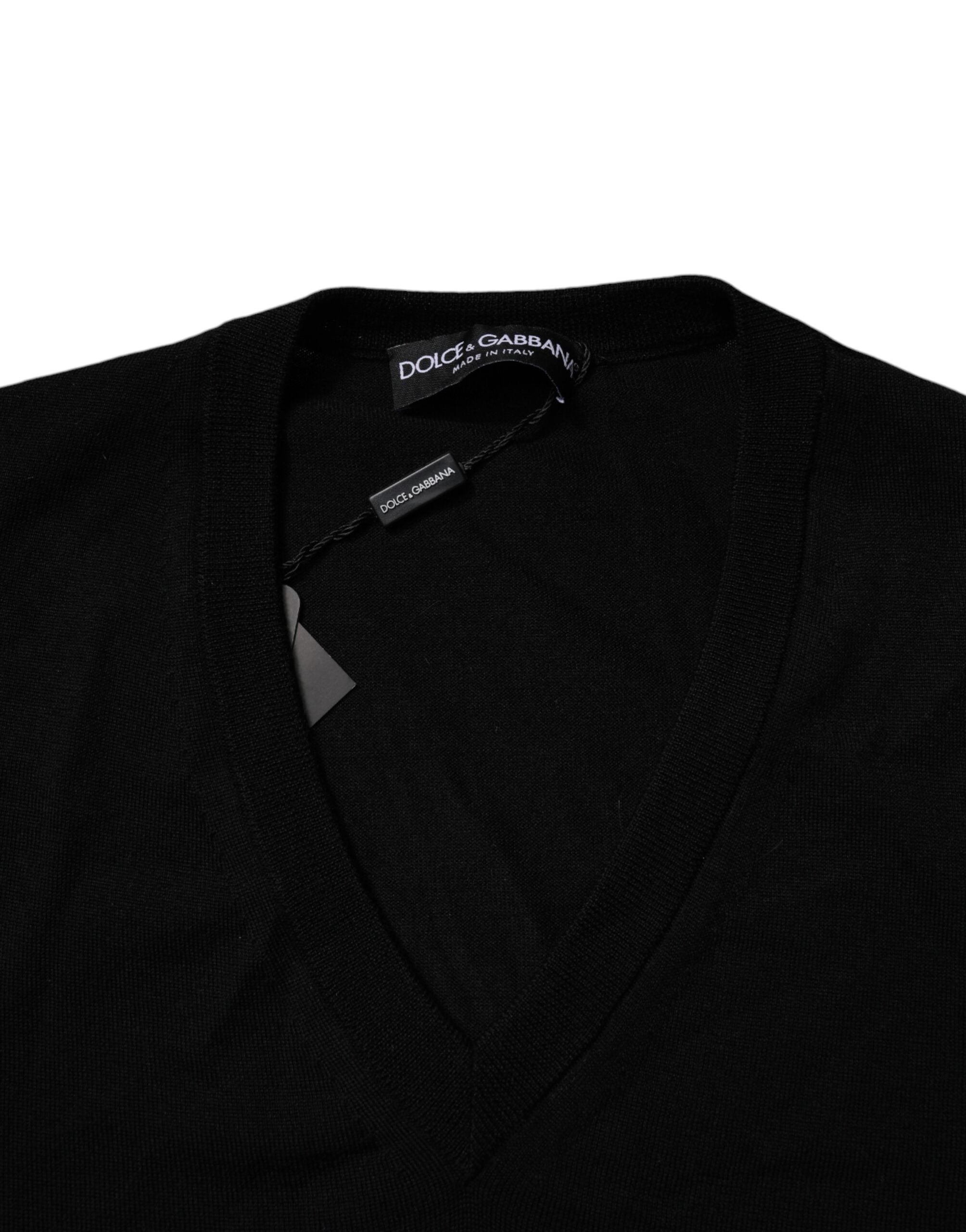 Dolce & Gabbana Black Camouflage V-Neck Sweater-6
