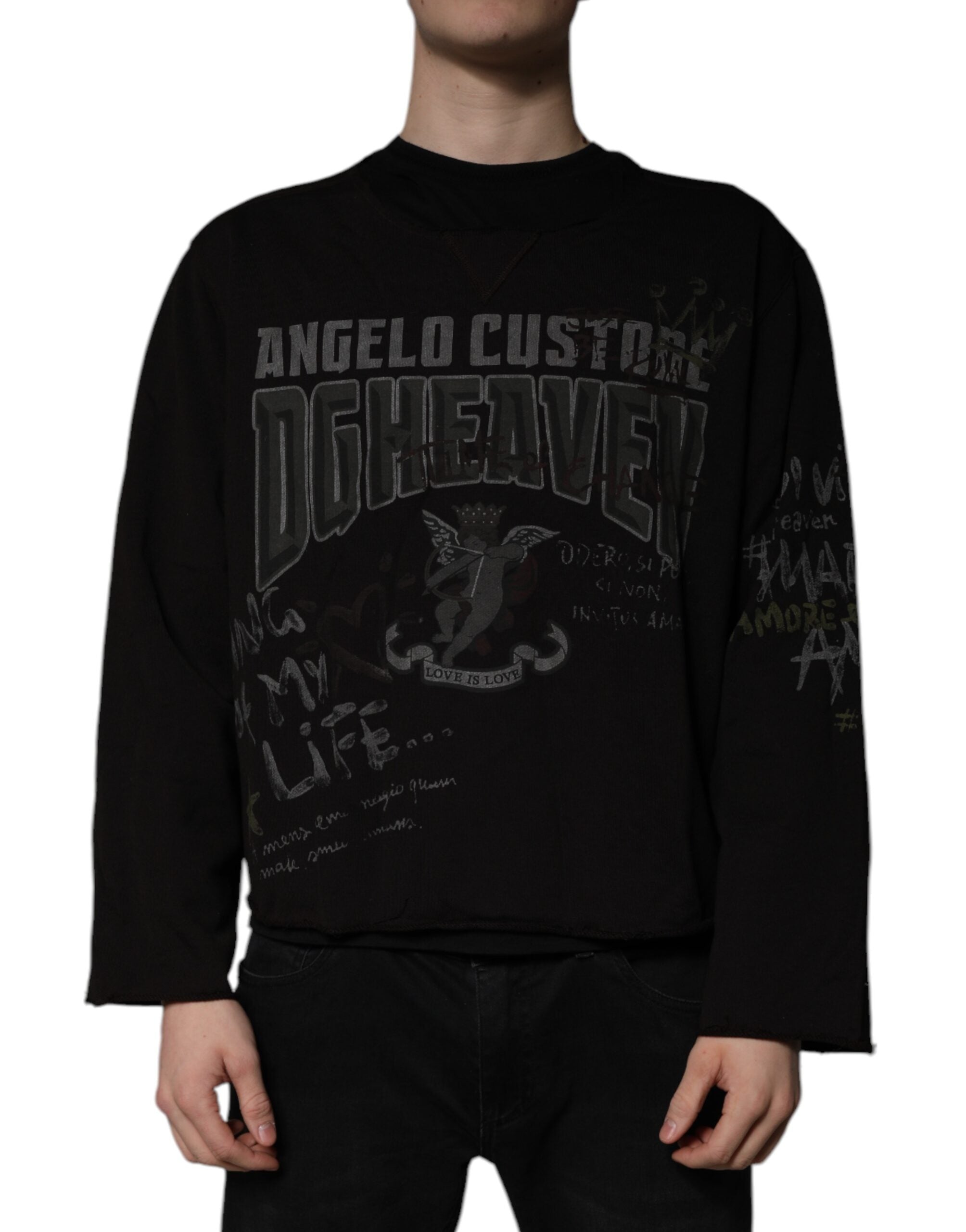 Dolce & Gabbana Schwarzer DG Heaven Pullover mit Rundhalsausschnitt-2