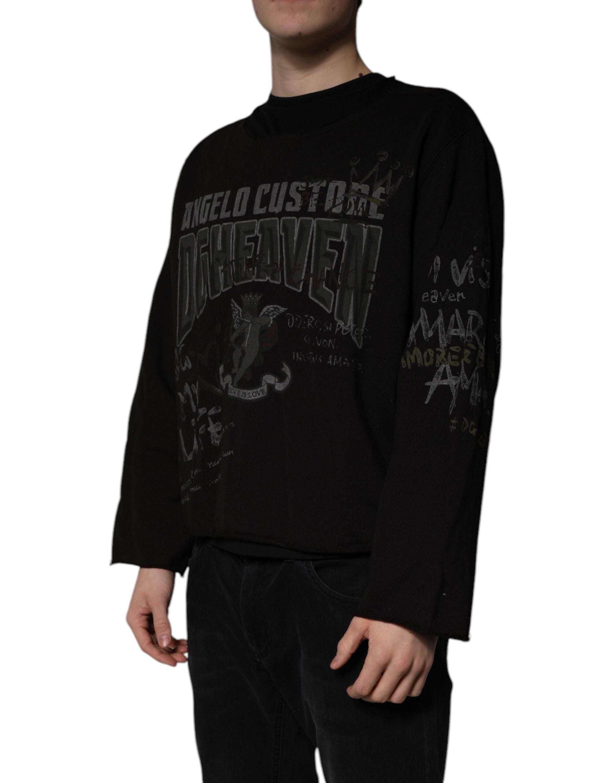 Dolce & Gabbana Schwarzer DG Heaven Pullover mit Rundhalsausschnitt-3