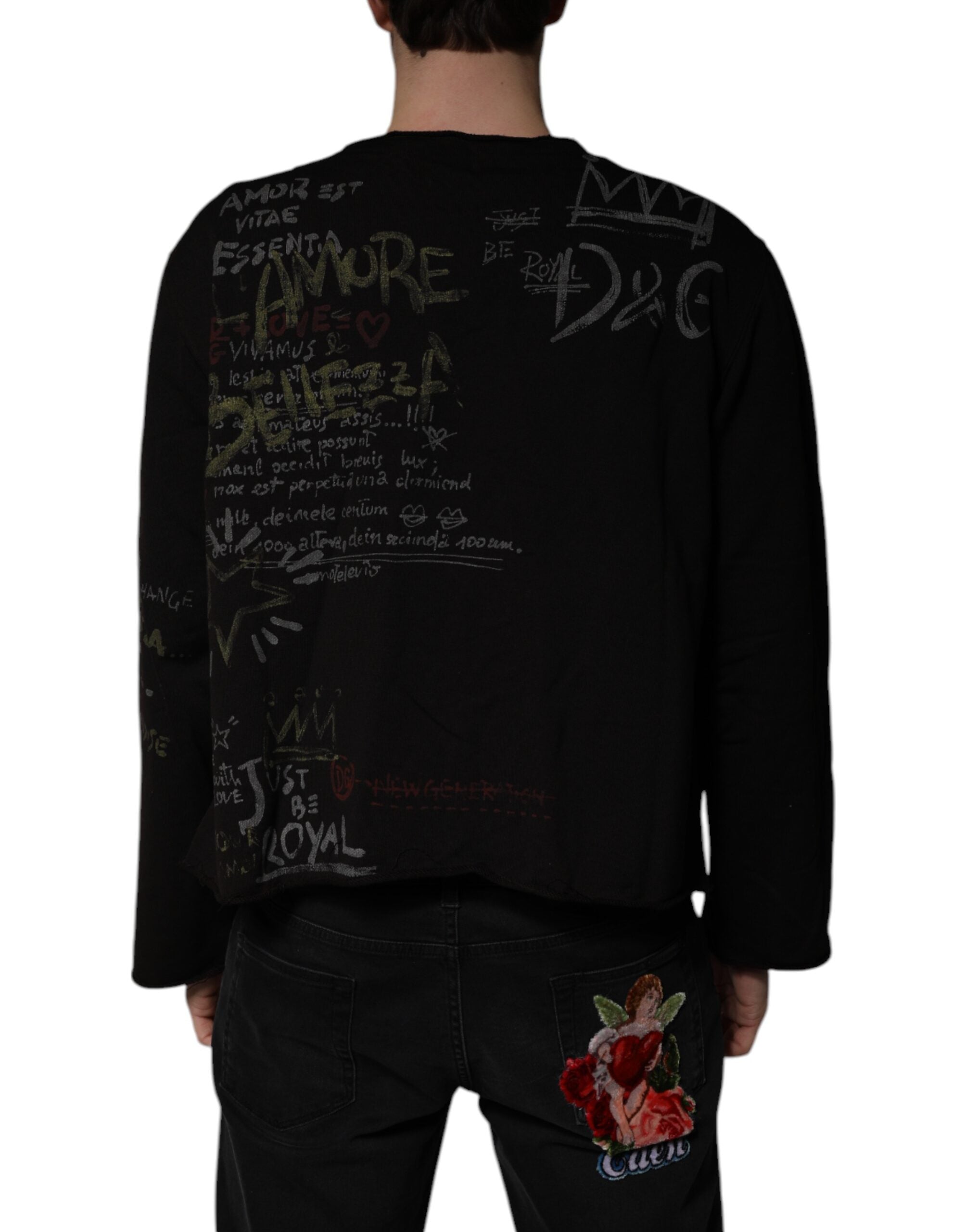 Dolce & Gabbana Schwarzer DG Heaven Pullover mit Rundhalsausschnitt-4