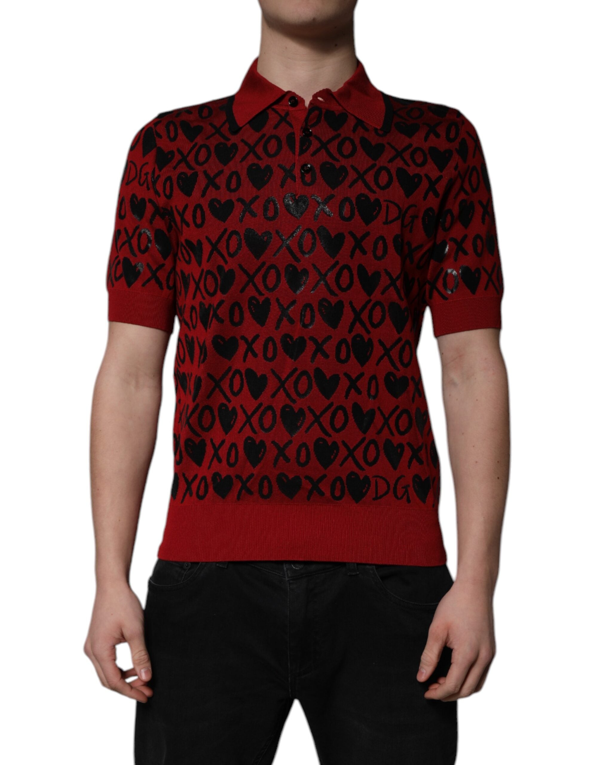 Dolce & Gabbana Red Cotton Polo Shirt with Collar by XOXO