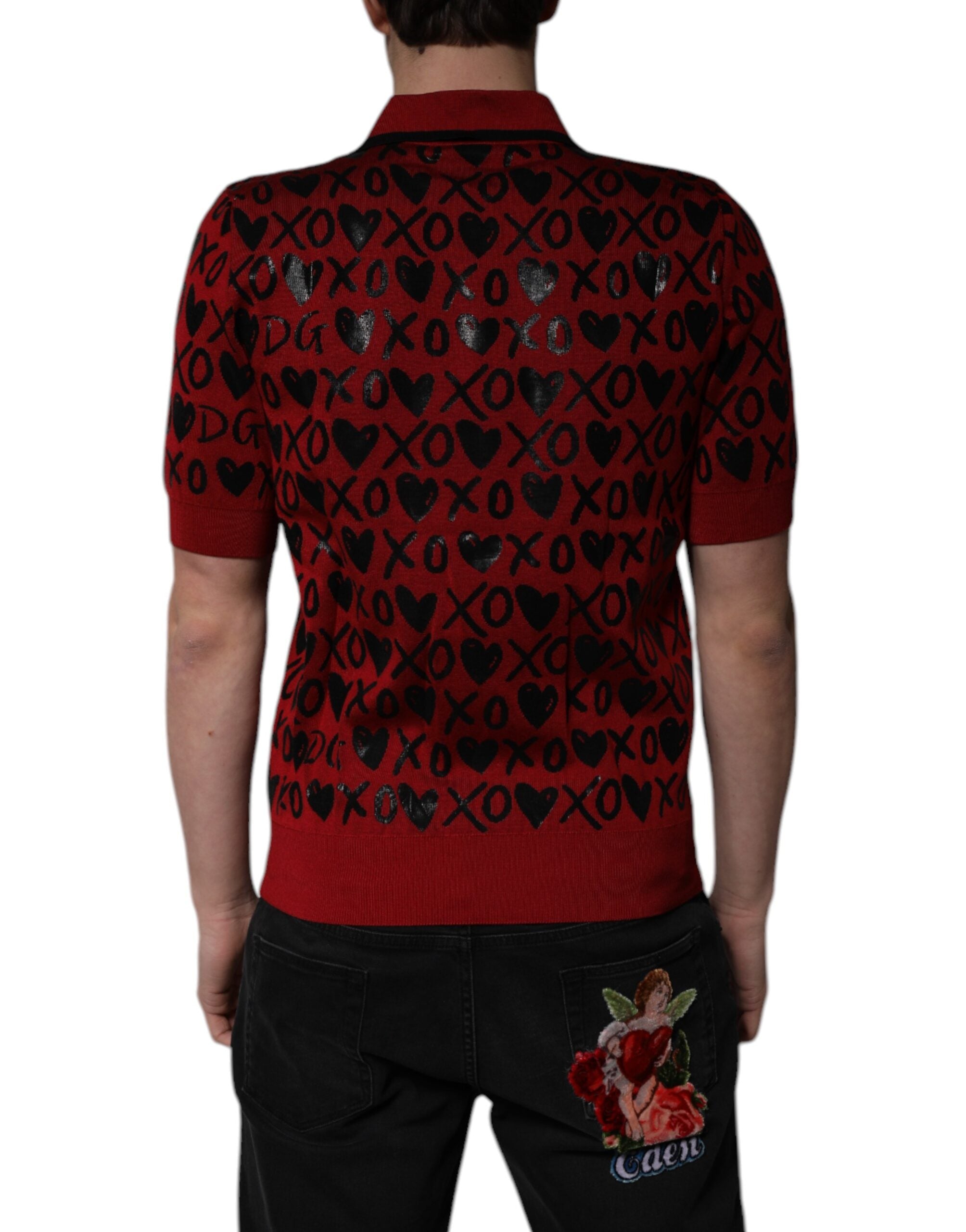 Polo rojo de algodón con cuello de Dolce & Gabbana de XOXO-4