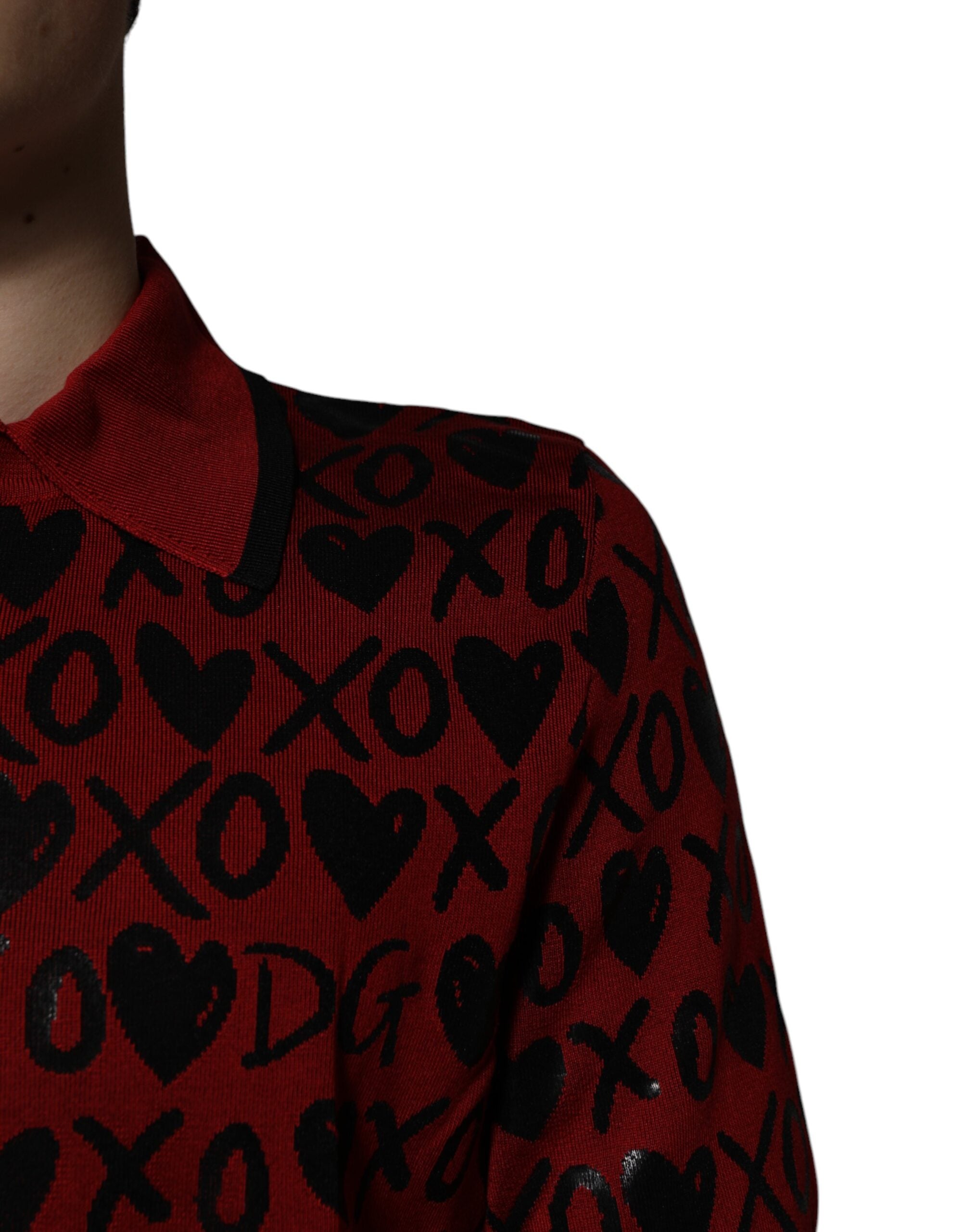 Polo rojo de algodón con cuello de Dolce & Gabbana de XOXO-5