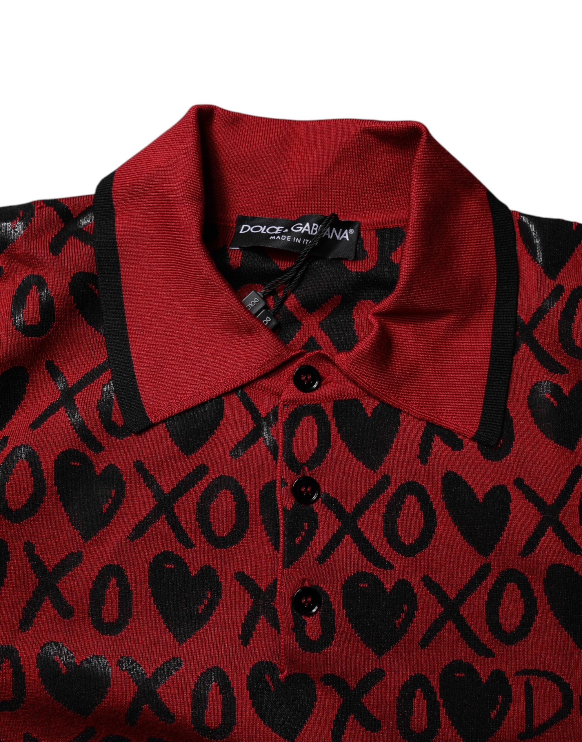 Polo rojo de algodón con cuello de Dolce & Gabbana de XOXO-6