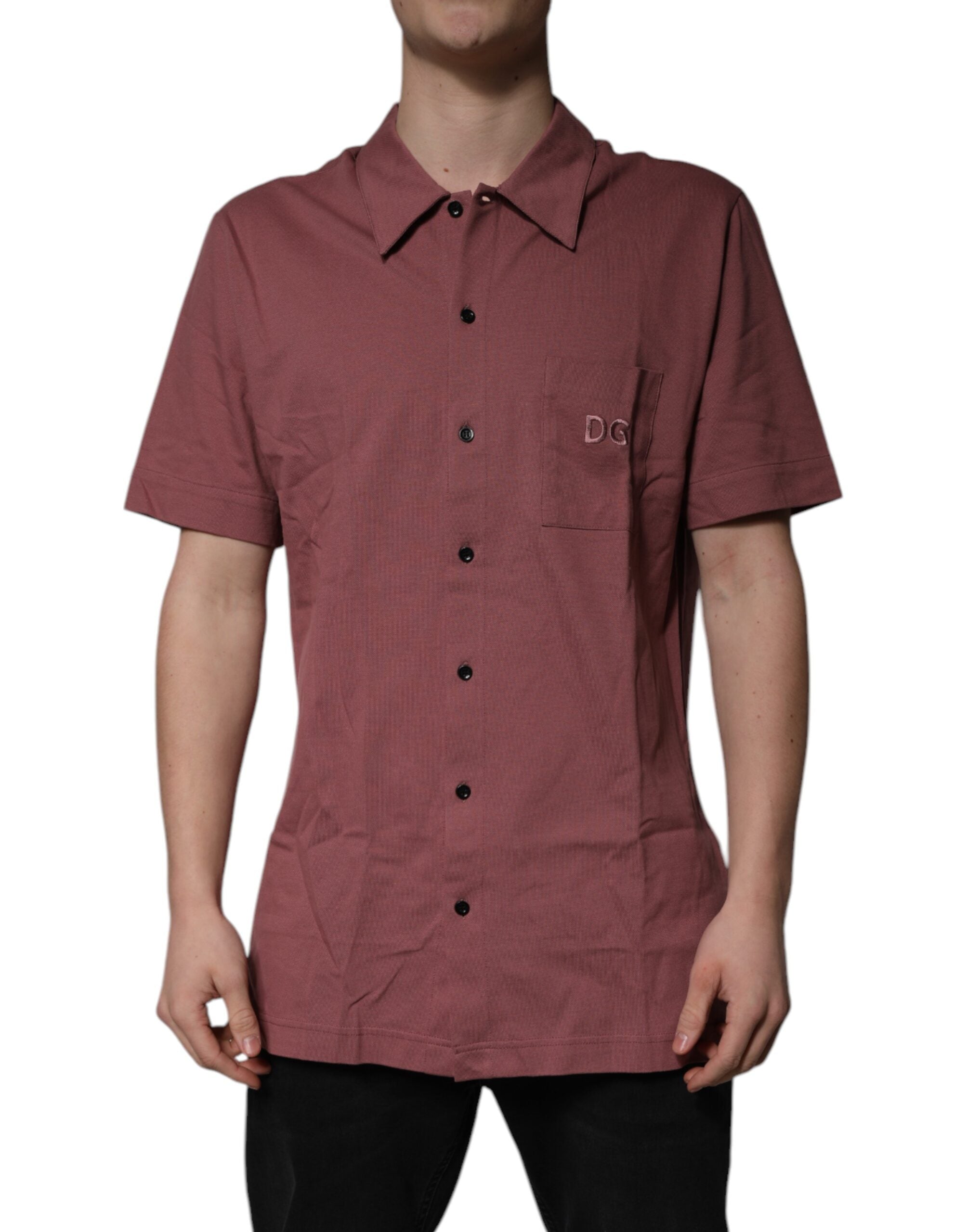 Dolce & Gabbana Dark Pink Button Down Casual Polo Shirt for Men-2