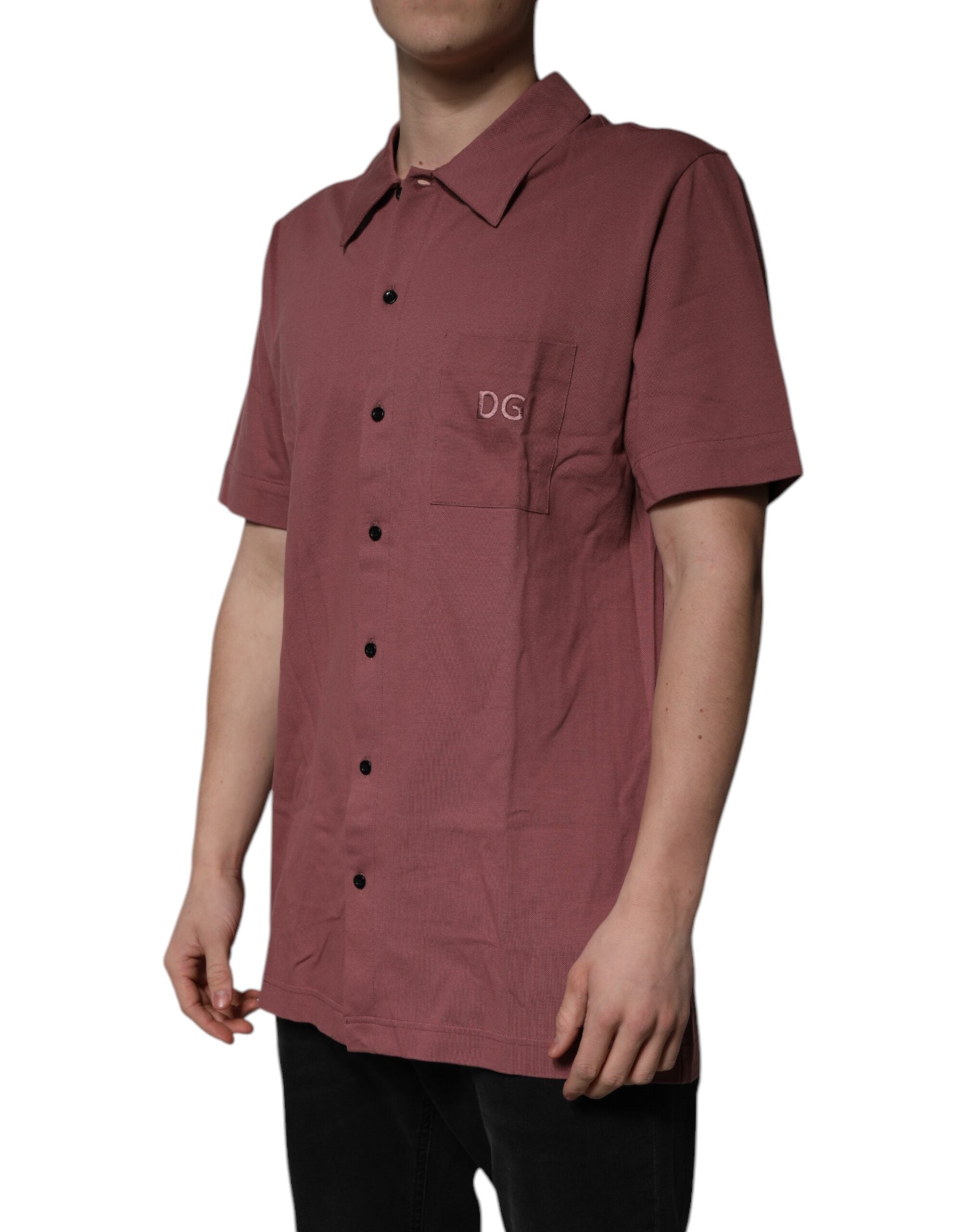 Dolce & Gabbana Dark Pink Button Down Casual Polo Shirt for Men-3