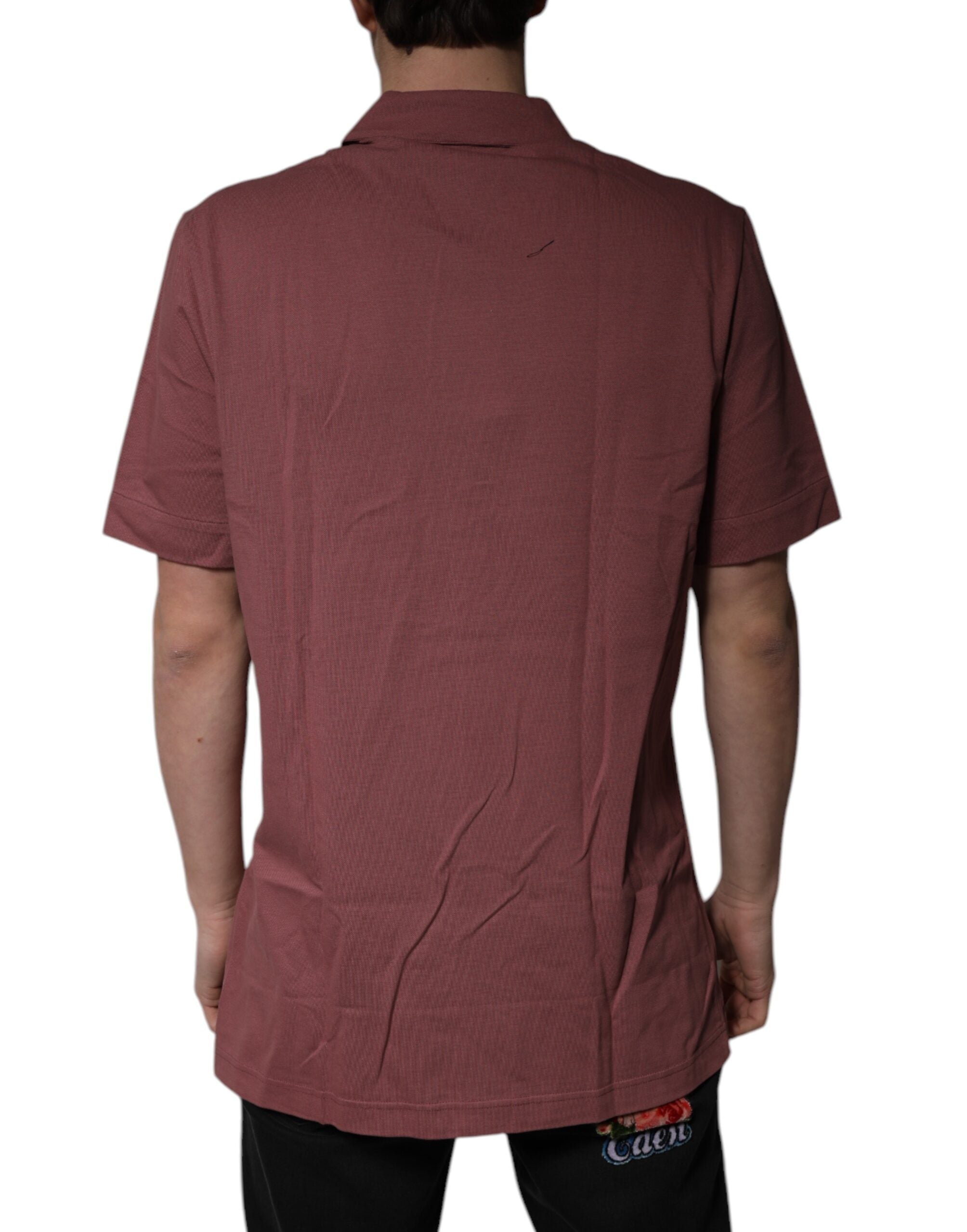 Dolce & Gabbana Dark Pink Button Down Casual Polo Shirt for Men-4