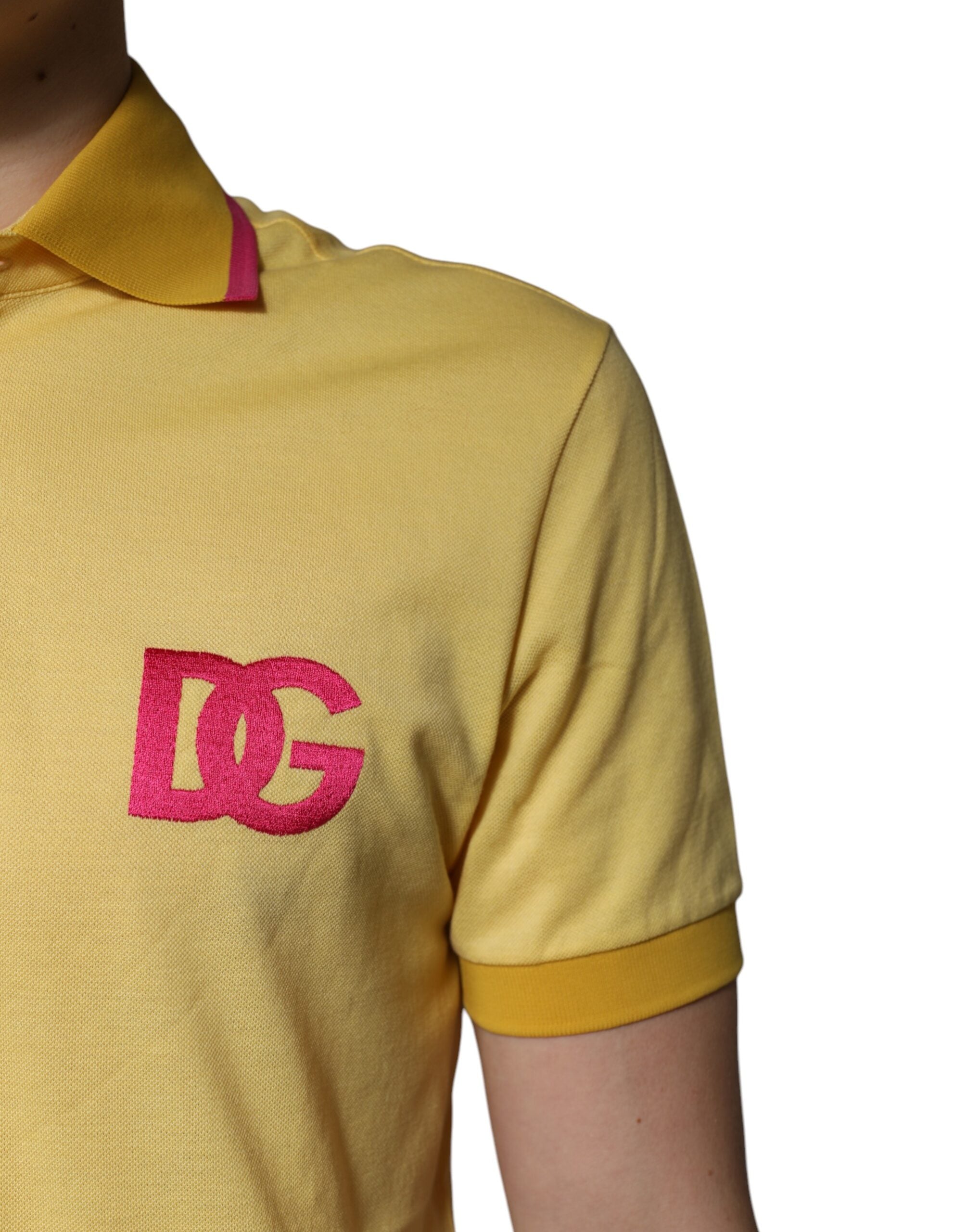 Dolce & Gabbana Yellow Logo Polo T-Shirt in Cotton with Collar-5