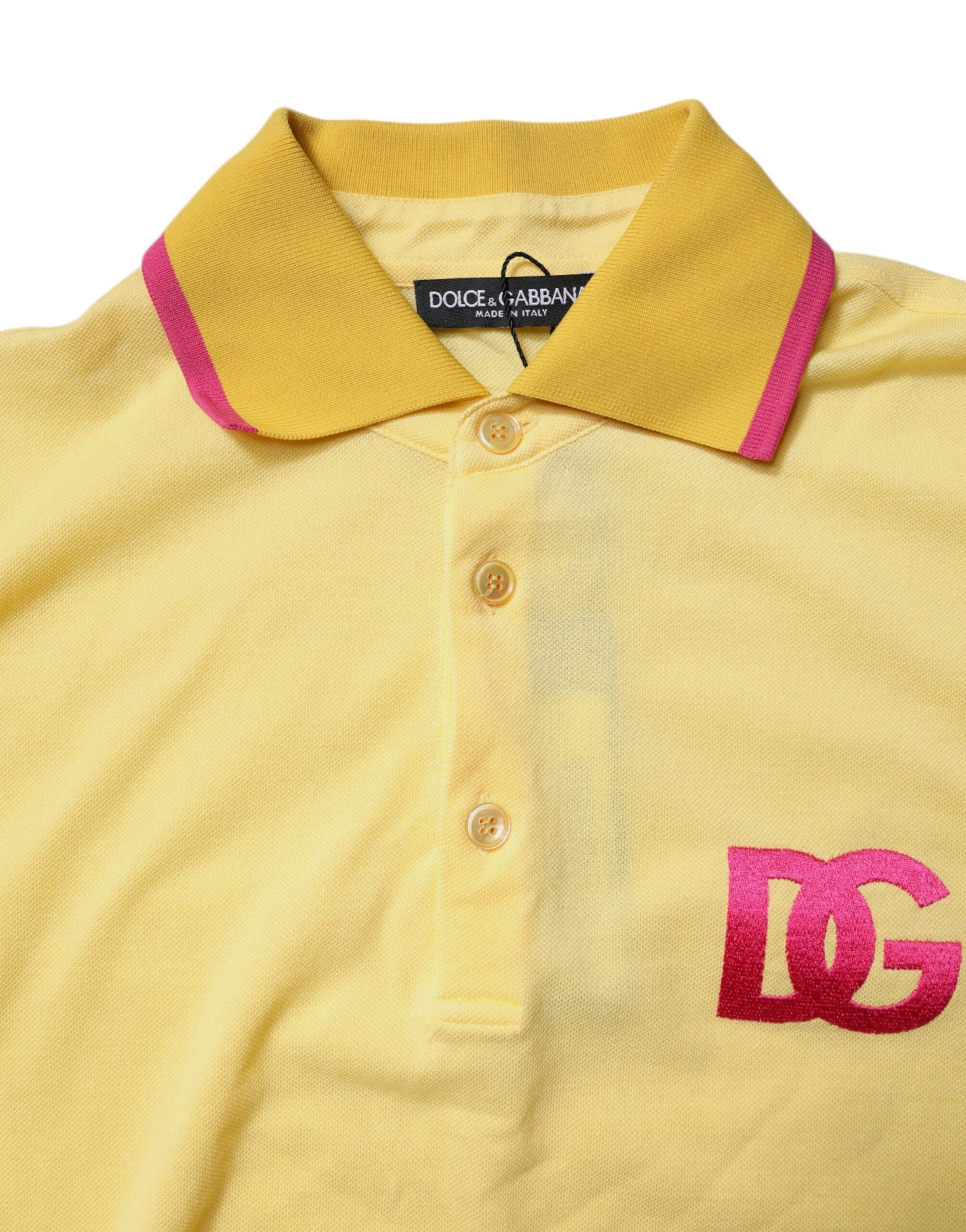 Dolce & Gabbana Yellow Logo Polo T-Shirt in Cotton with Collar-6