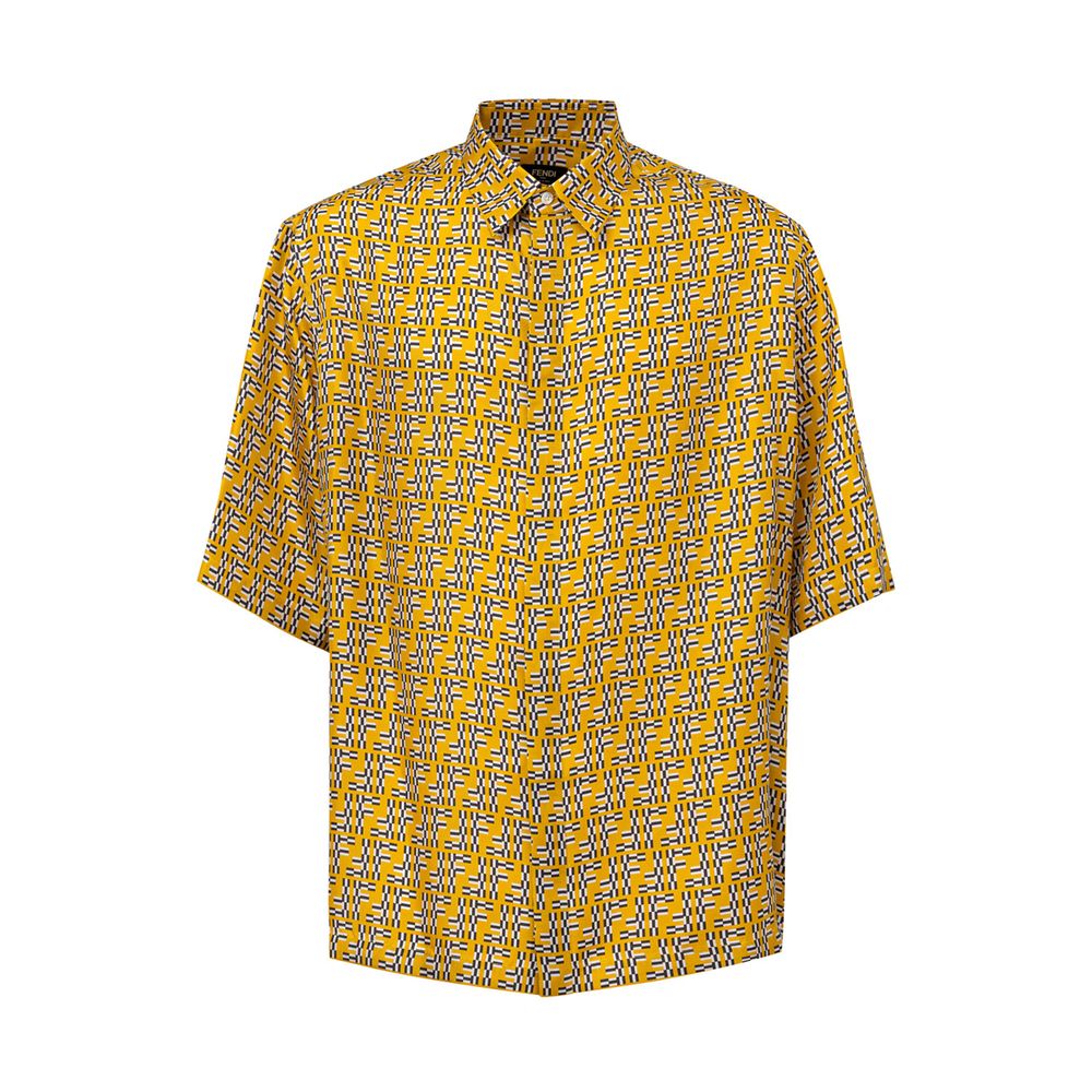 Fendi silky short-sleeved shirt in yellow-1