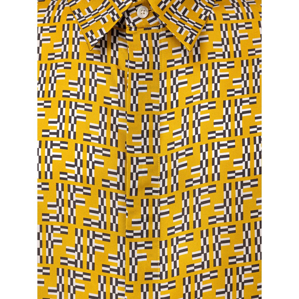 Fendi silky short-sleeved shirt in yellow-3