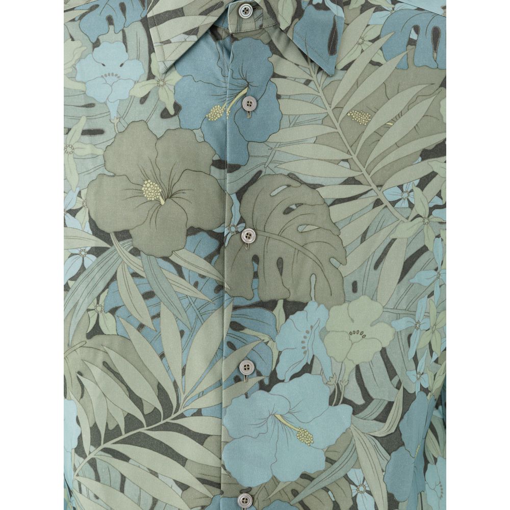 Tom Ford sky blue lyocell shirt with pattern-3