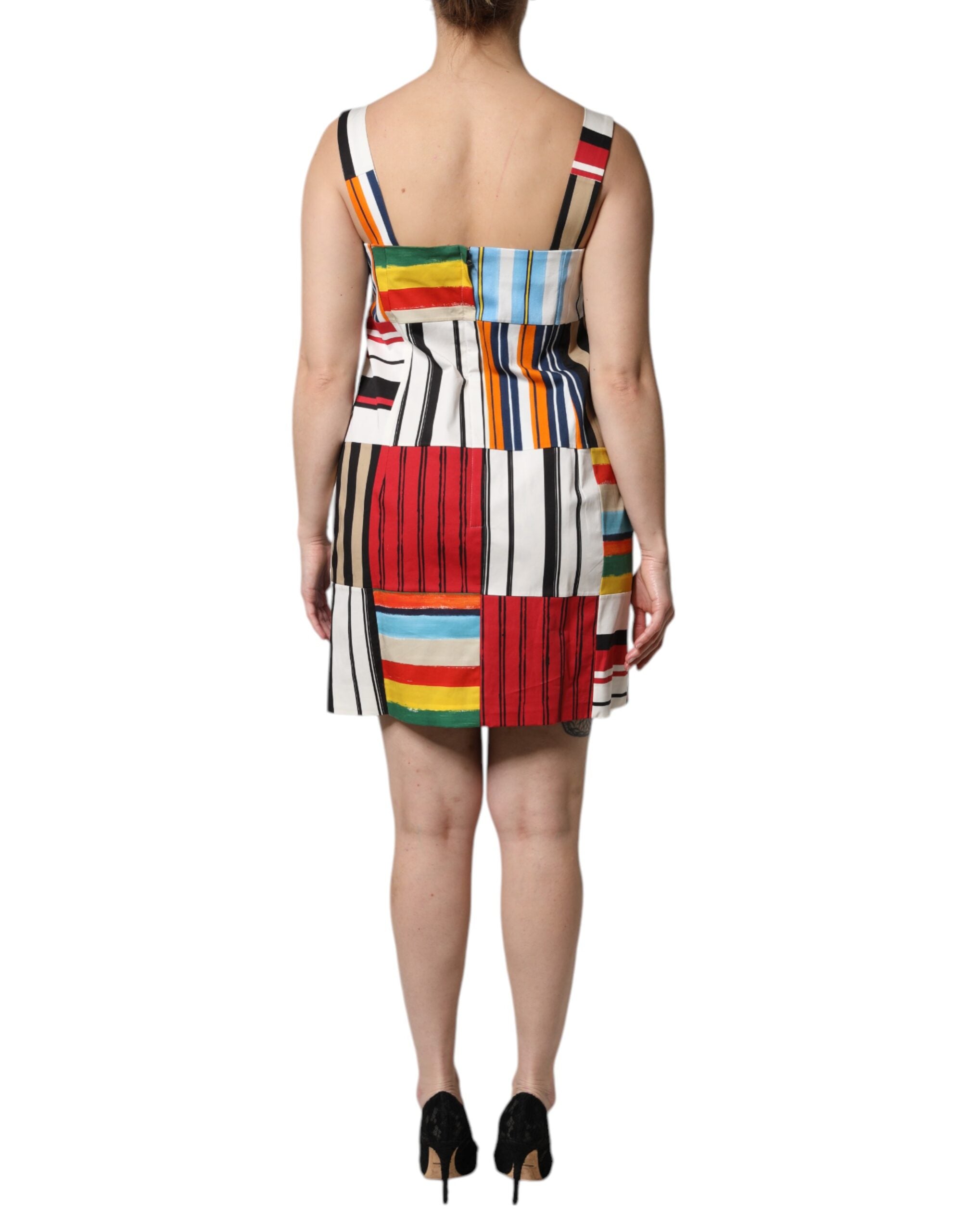 Dolce & Gabbana Multicolor Cotton Stripe Sleeveless Dress-4